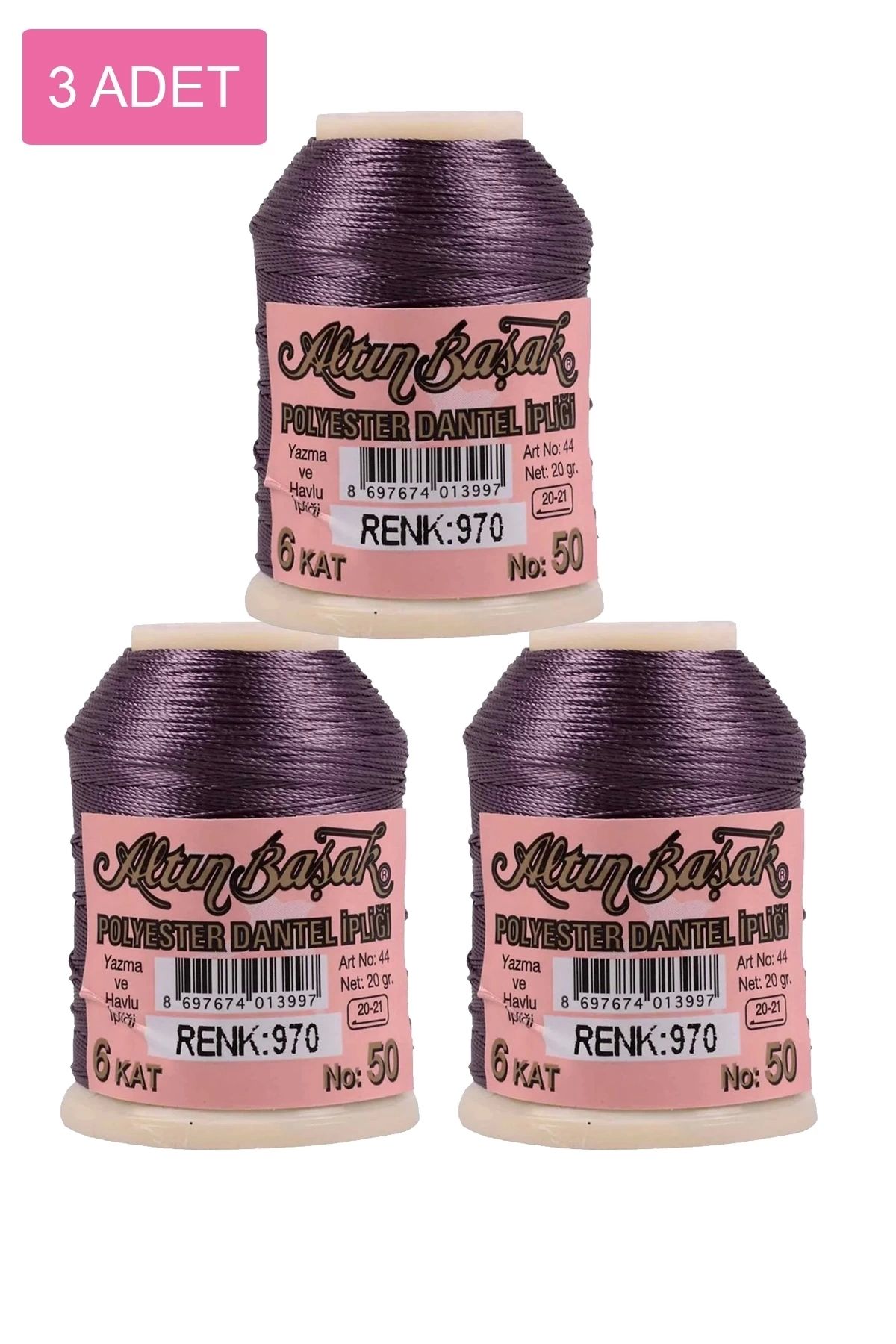 PRATİKOBA 3 Adet Altınbaşak Oya ve Dantel İpi 20 gr - Royaleks - No: 970