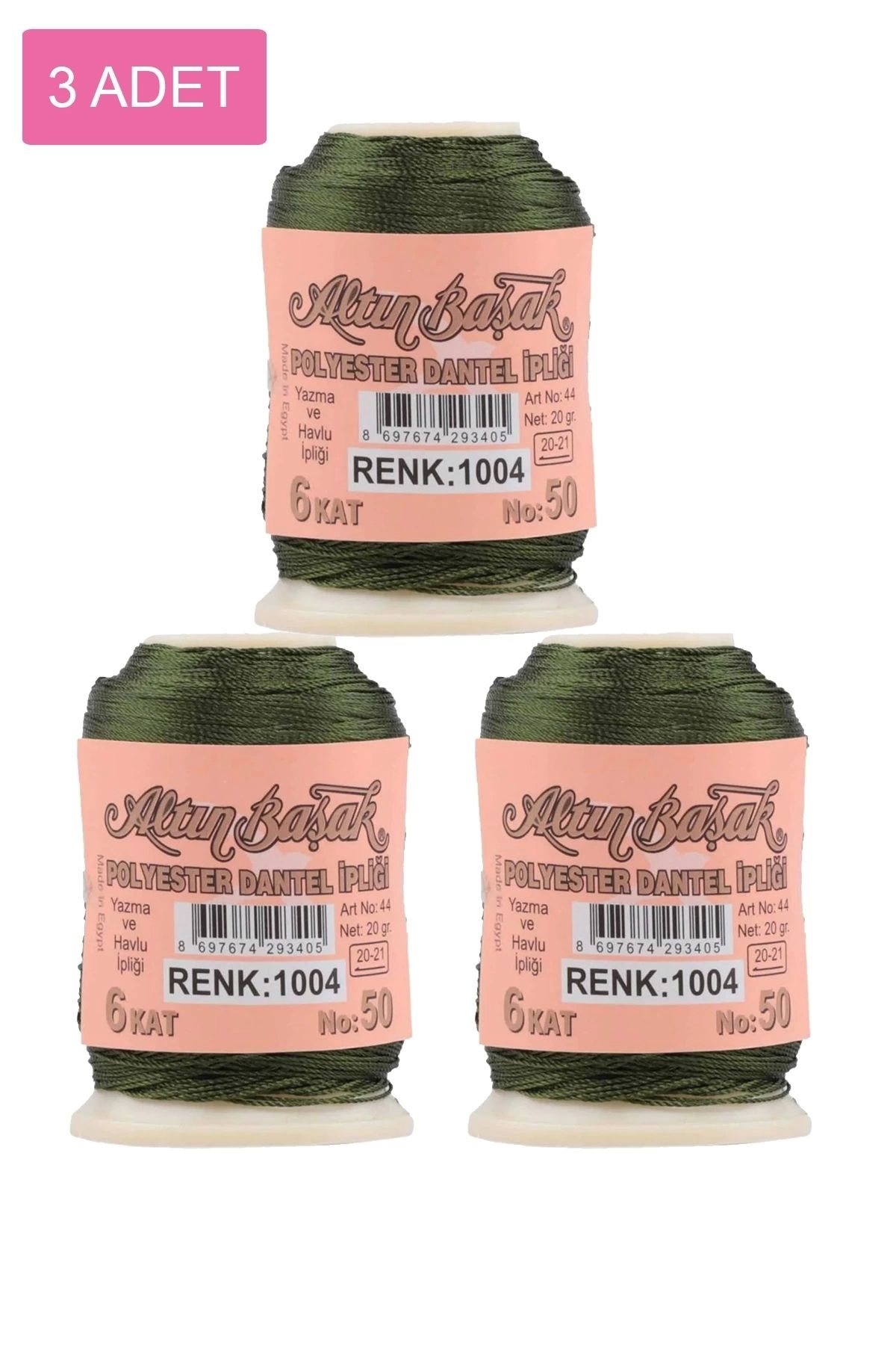 PRATİKOBA 3 Adet Altınbaşak Oya ve Dantel İpi 20 gr - Royaleks - No: 1004