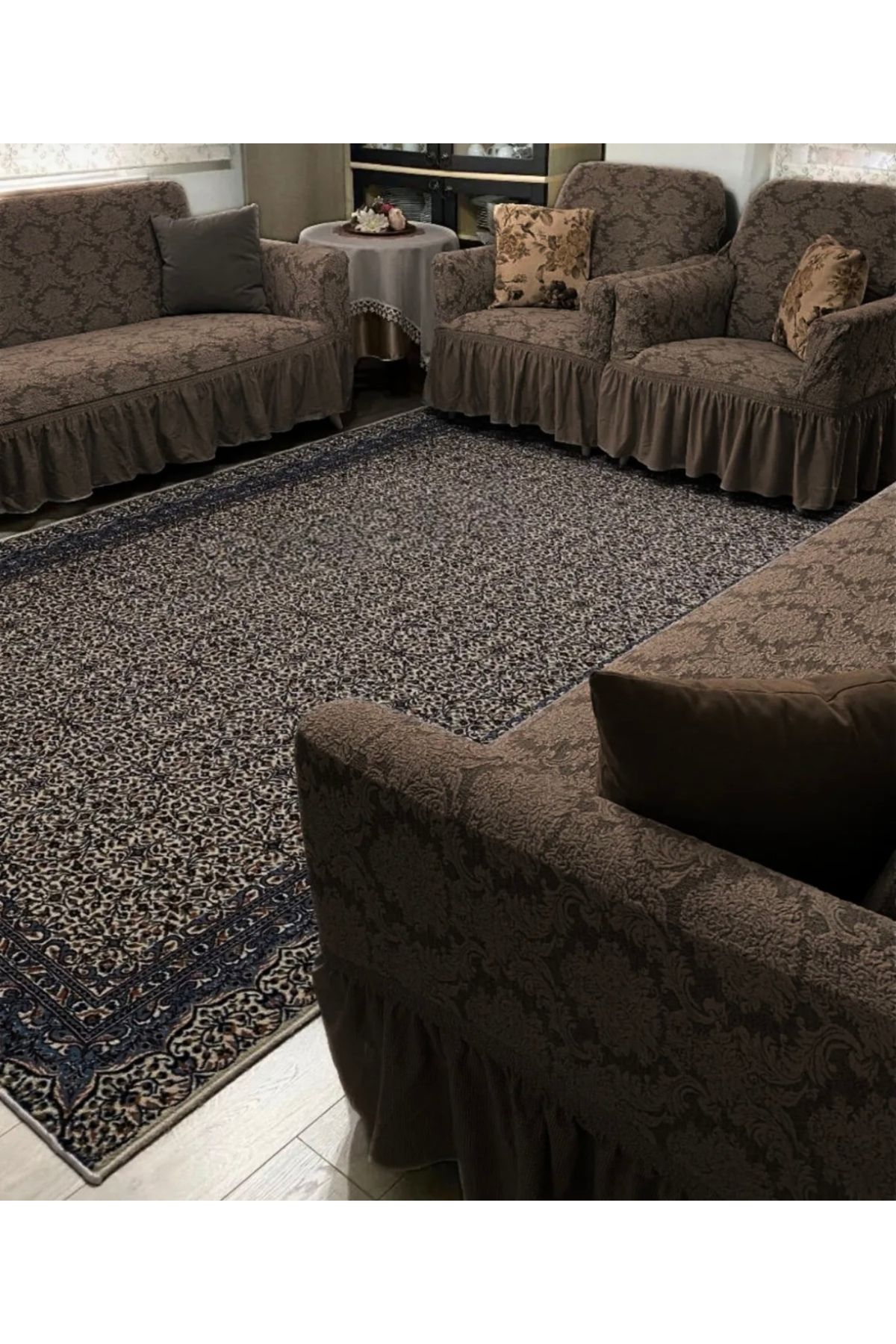 Muensu 3*3*1*1 Osmanlı Desen Jakarlı Koltuk Örtüsü, Çekyat Takımı One Size 001