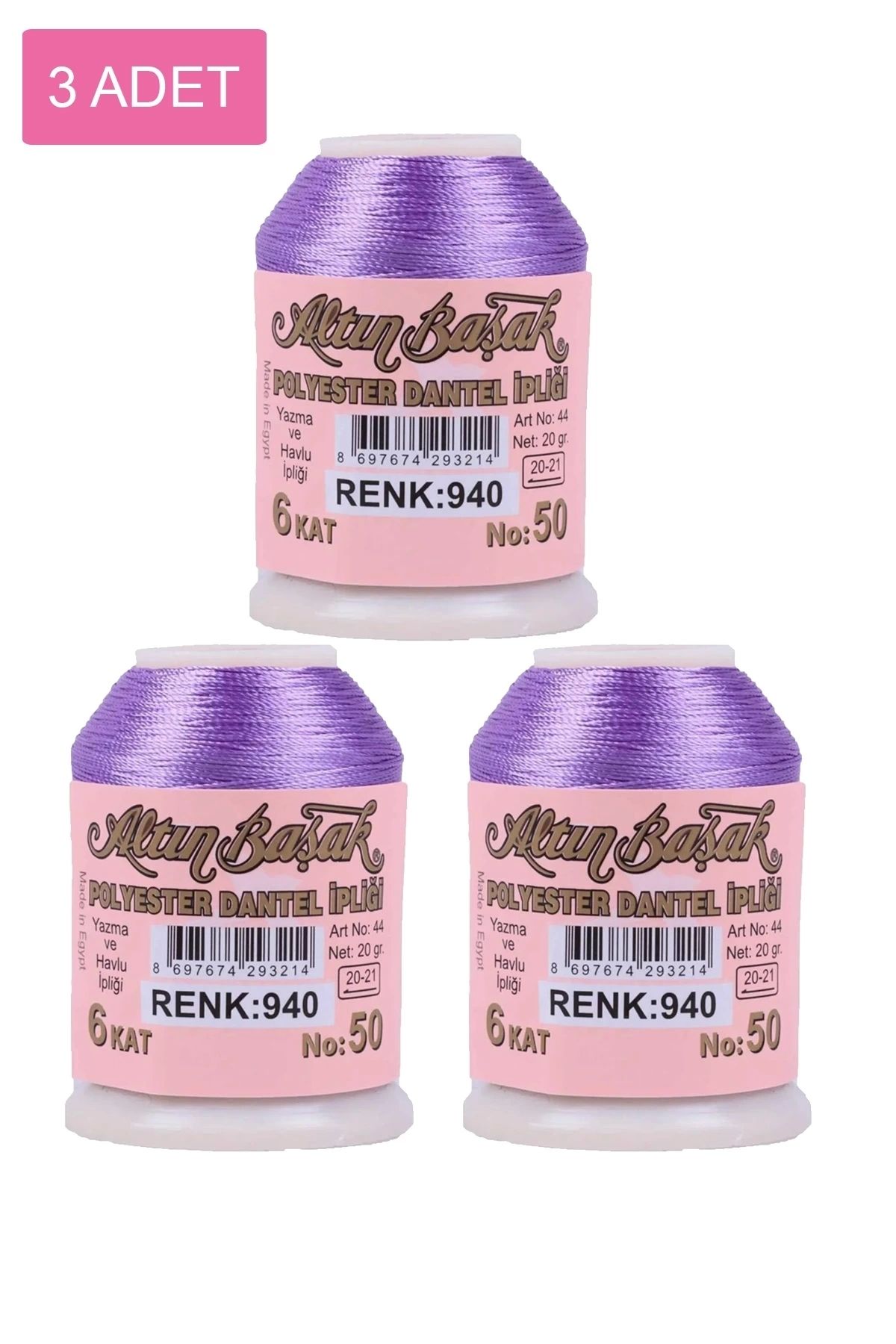 PRATİKOBA 3 Adet Altınbaşak Oya ve Dantel İpi 20 gr - Royaleks - No: 940