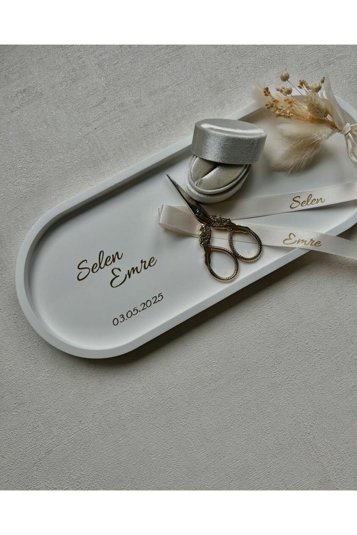 MUMELLA Söz Tepsisi, Nişan Tepsisi, Modern Uzun Nişan Tepsi Beyaz Tabak