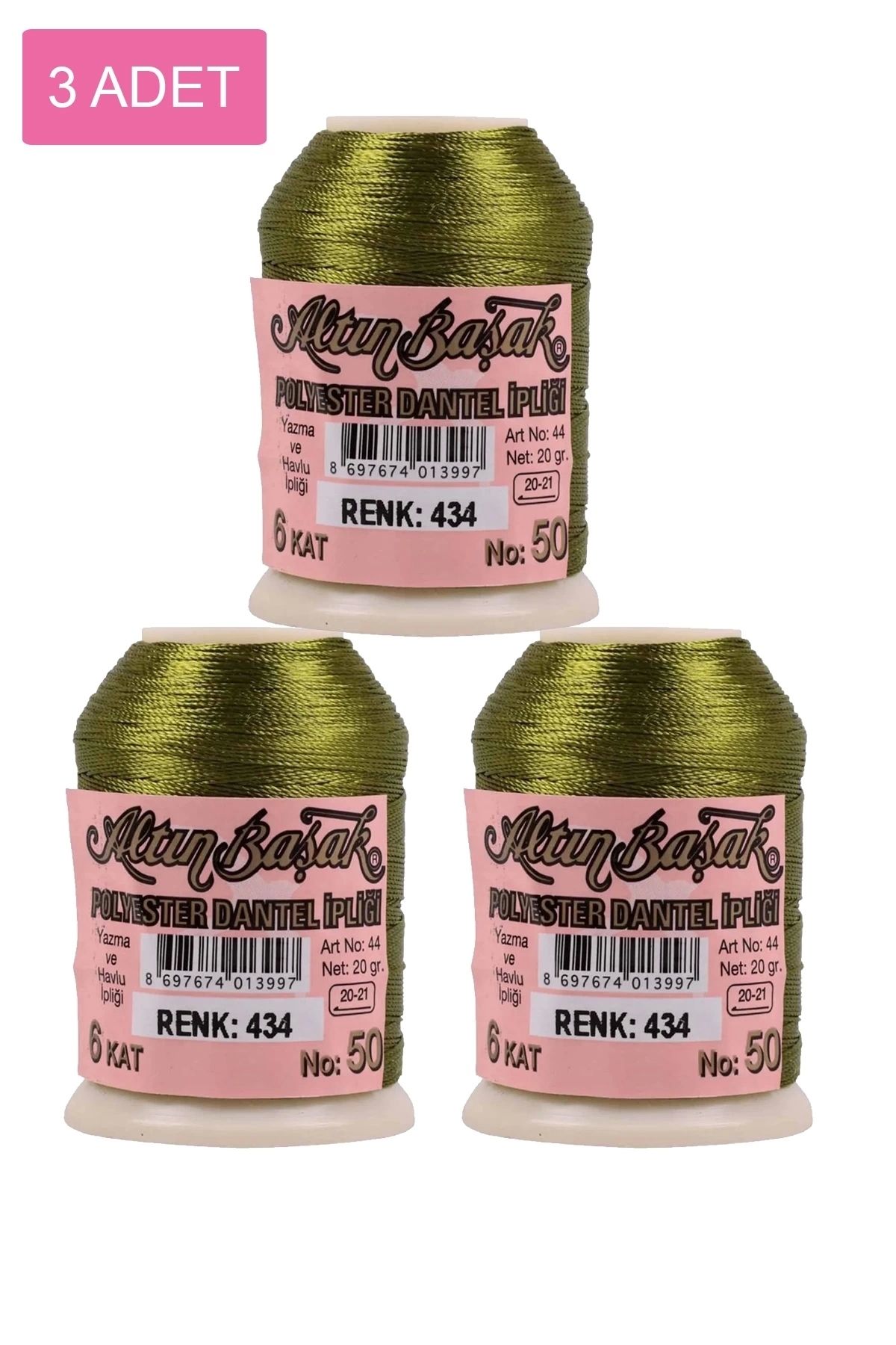 PRATİKOBA 3 Adet Altınbaşak Oya ve Dantel İpi 20 gr - Royaleks - No: 434