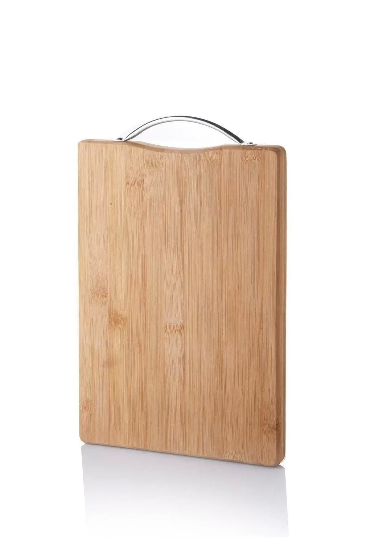PRATİKOBA Metal Tutacaklı Lüx Bambu Kesme Tahtası 30cm X20cmx1.8cm Royaleks-67458