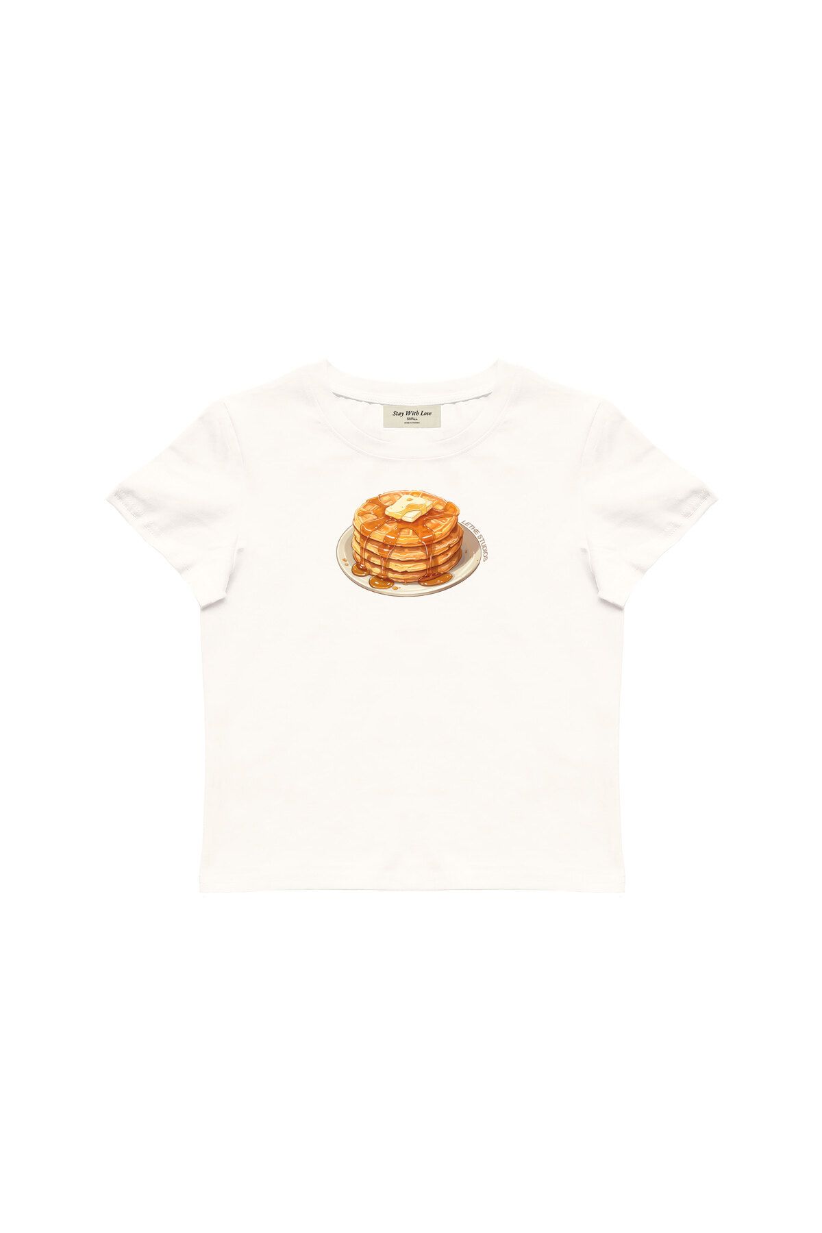 lethestudios Waffle Baskılı Baby Tee Crop Top