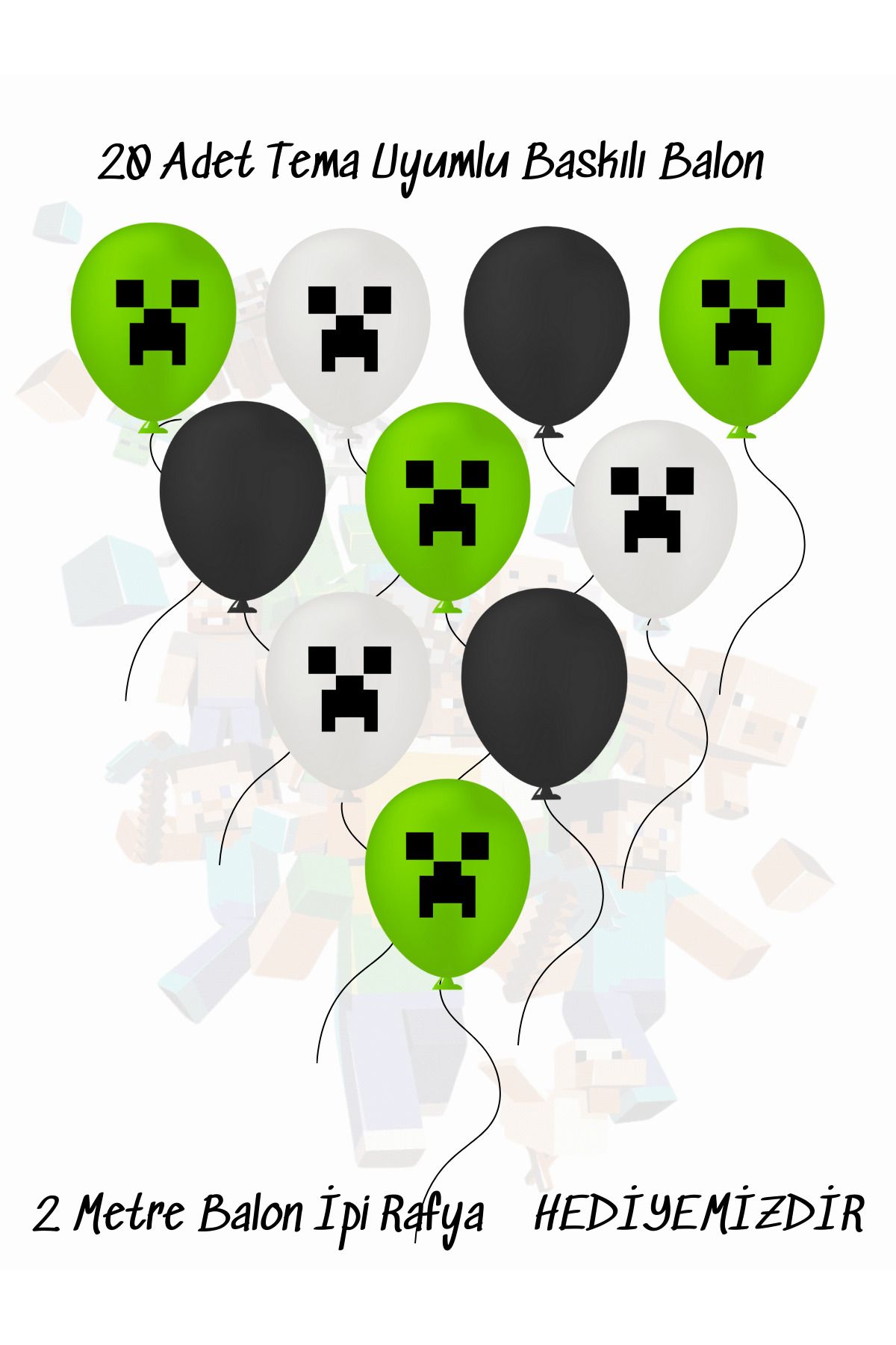 snowparty Minecraft Minicraft Tema Uyumlu Doğum Günü Parti Balonu