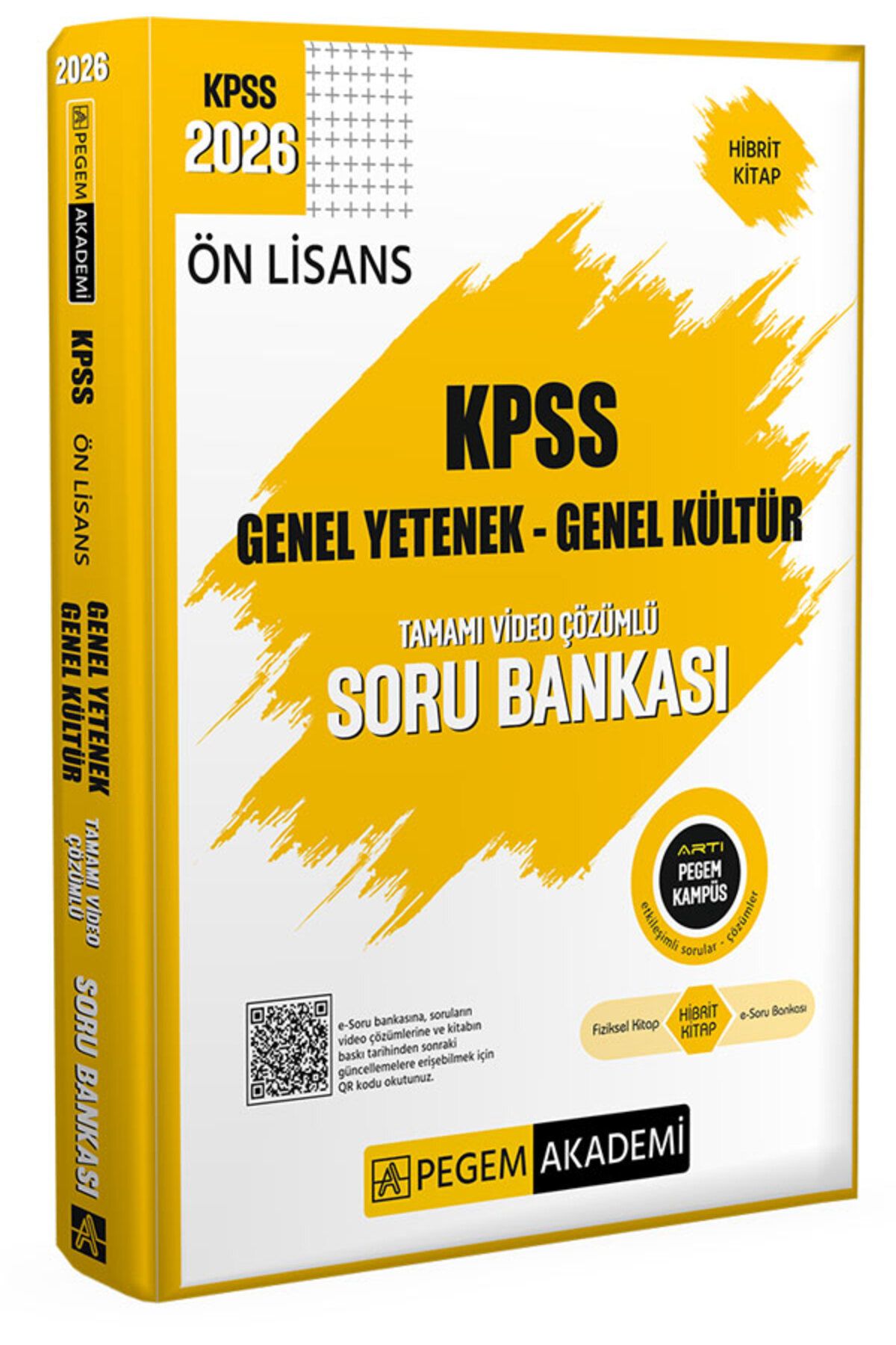 Pegem Akademi Yayıncılık 2026 KPSS Ön Lisans Soru Bankası Genel Yetenek Genel Kültür Tamamı Video Çözümlü Pegem Yayınları