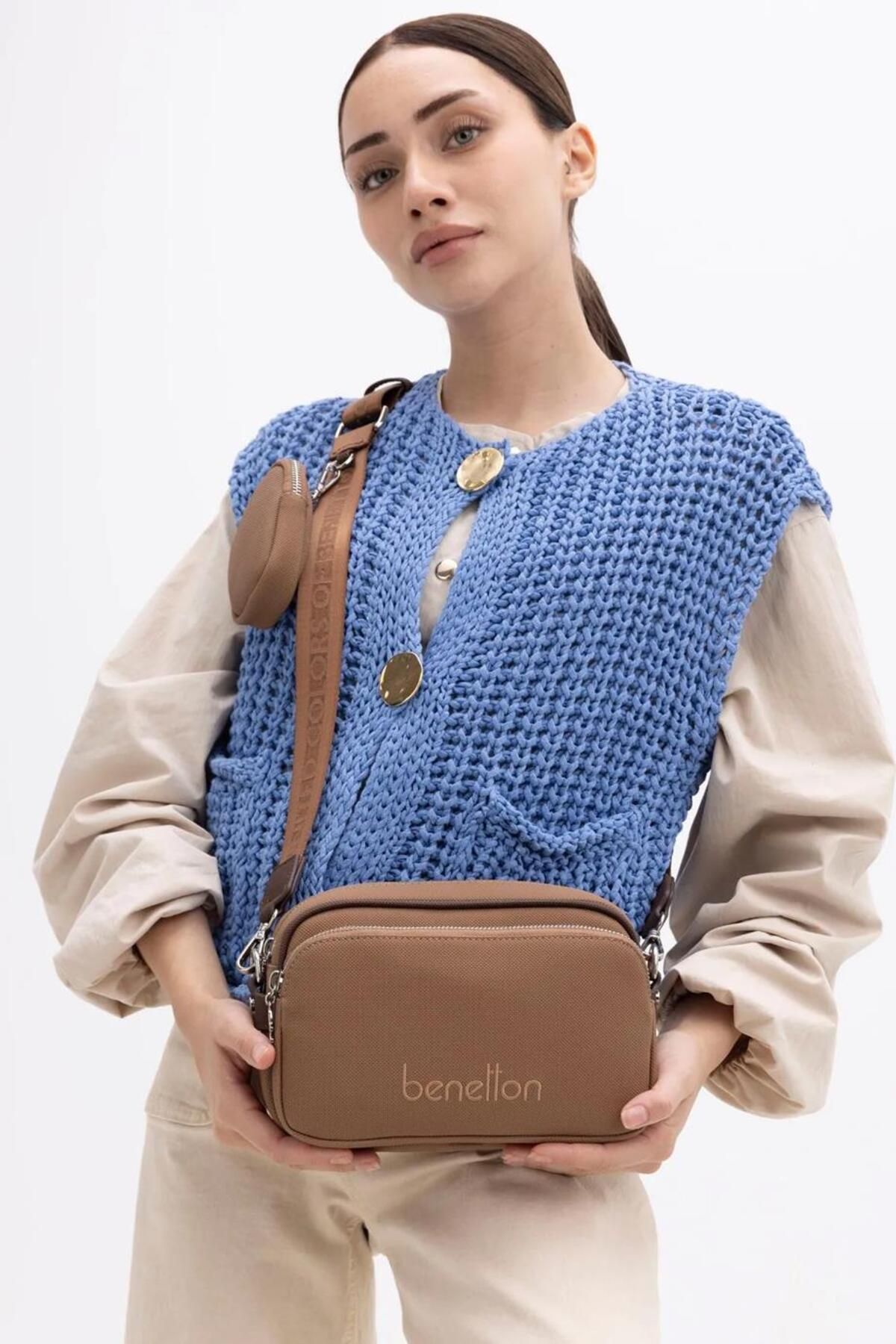 Nazen Giyim BENETTON CAMEL KAHVE KADIN ÇAPRAZ ÇANTA 1419-2K5