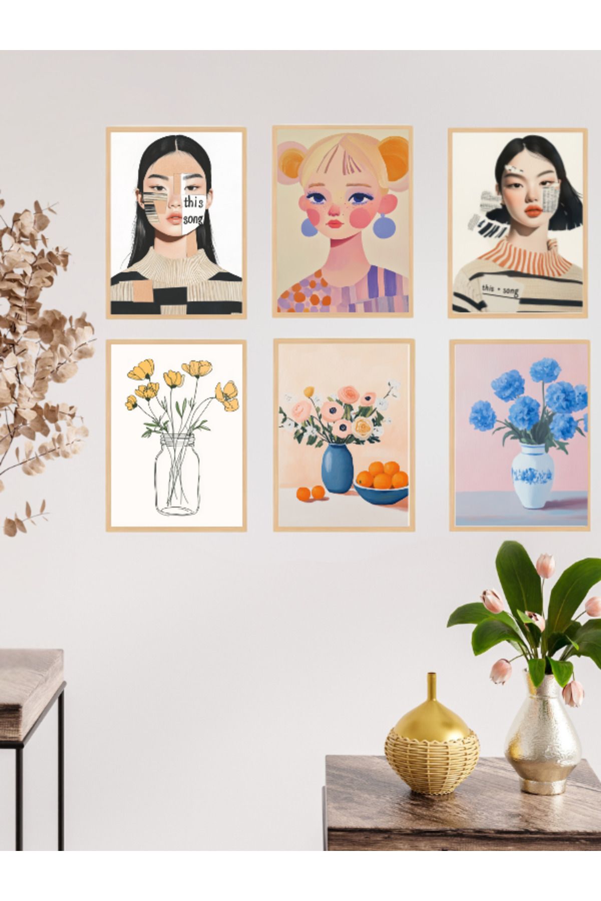 Tuba Decor 6 Parça Çerçeve Görünümlü MDF Tablo Seti