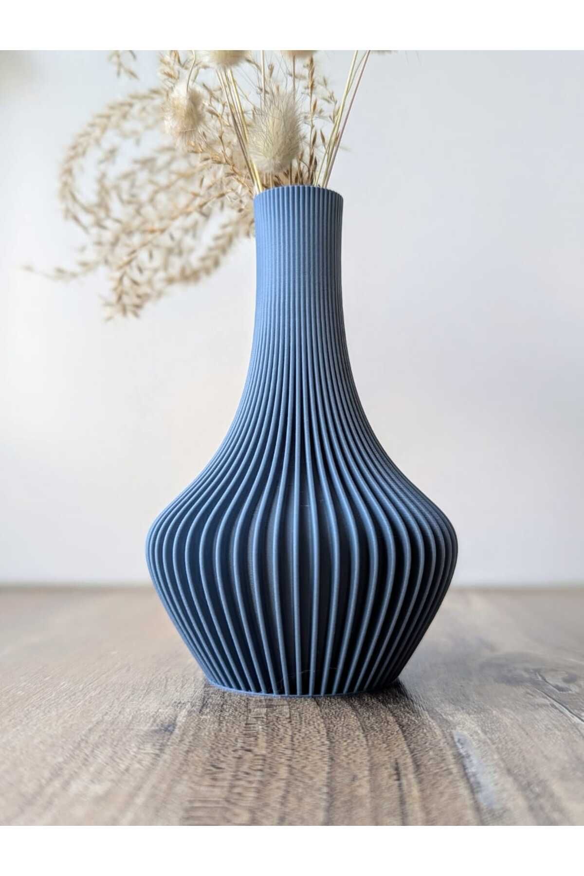 PRİNTİCA DESİGN Mavi Spiral 3D Vazo – Modern Dekor