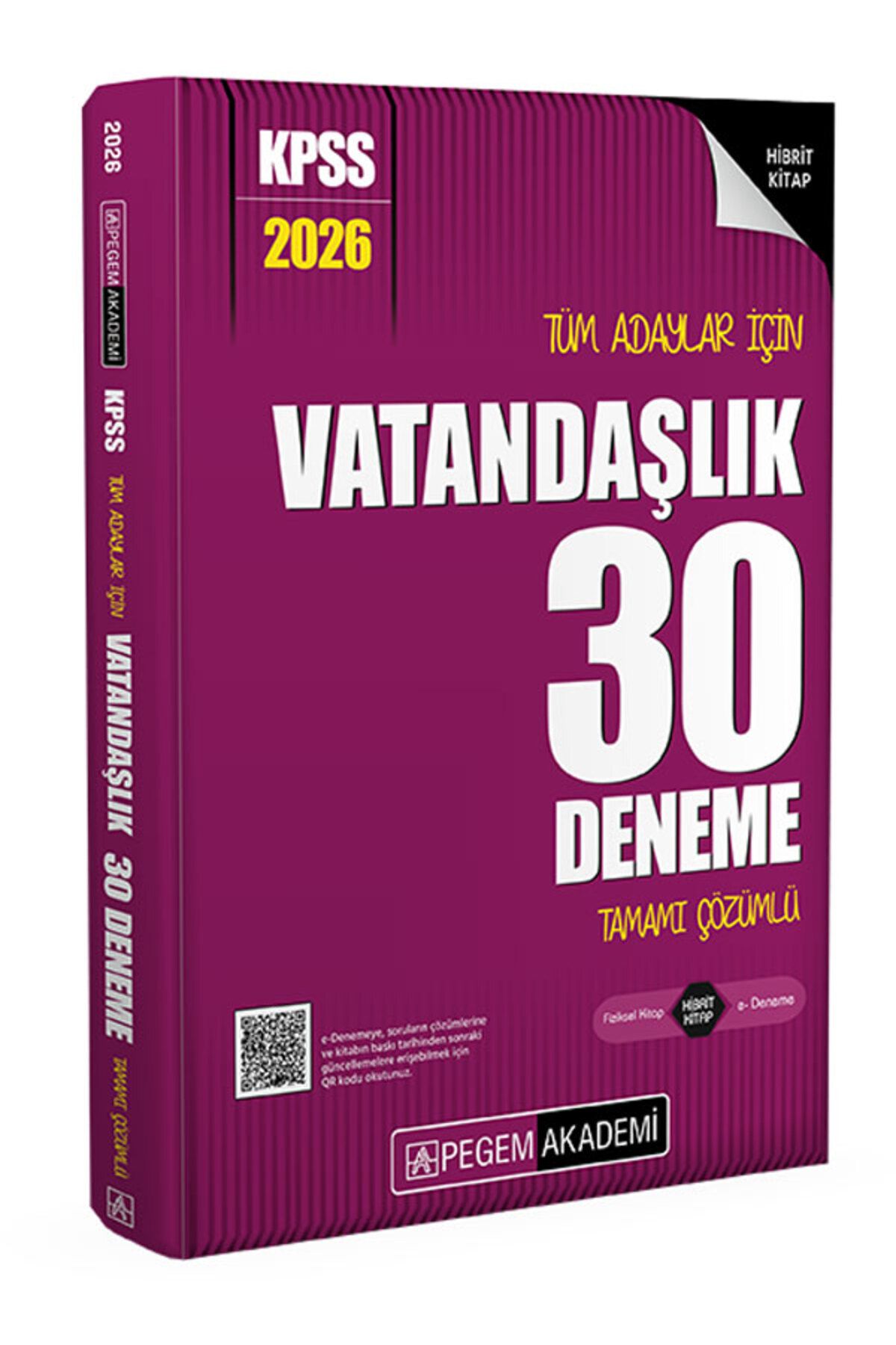 Pegem Akademi Yayıncılık 2026 KPSS Tüm Adaylar İçin Vatandaşlık 30 Deneme Tamamı Çözümlü Pegem Yayınları