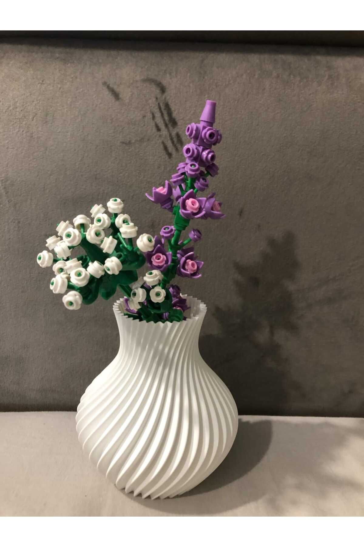 PRİNTİCA DESİGN Beyaz Spiral 3D Vazo – Modern Dekor