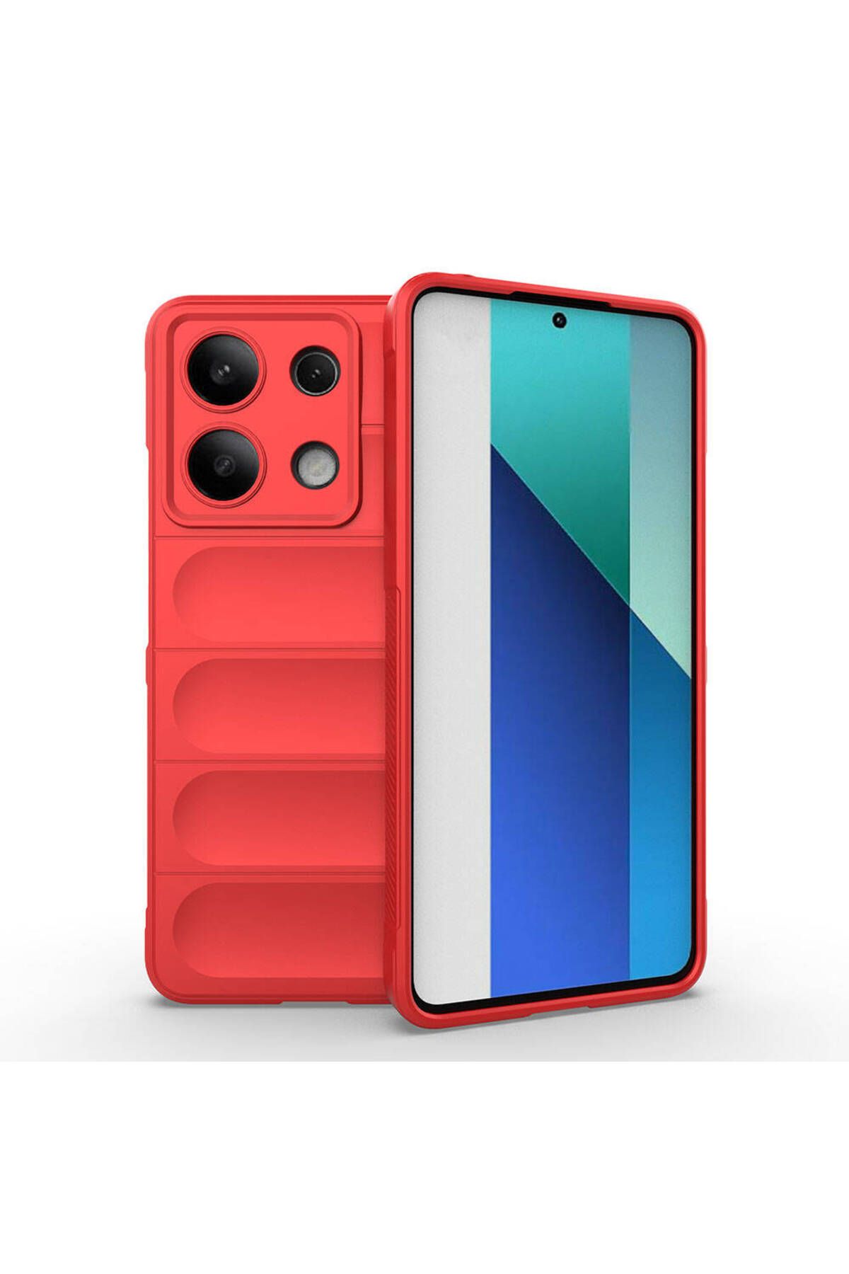 halkhouse Xiaomi Redmi Note 13 4G Kılıf Esnek Oyuklu Arka Yüzey Tasarımlı Kadife Entik Silikon Kapak
