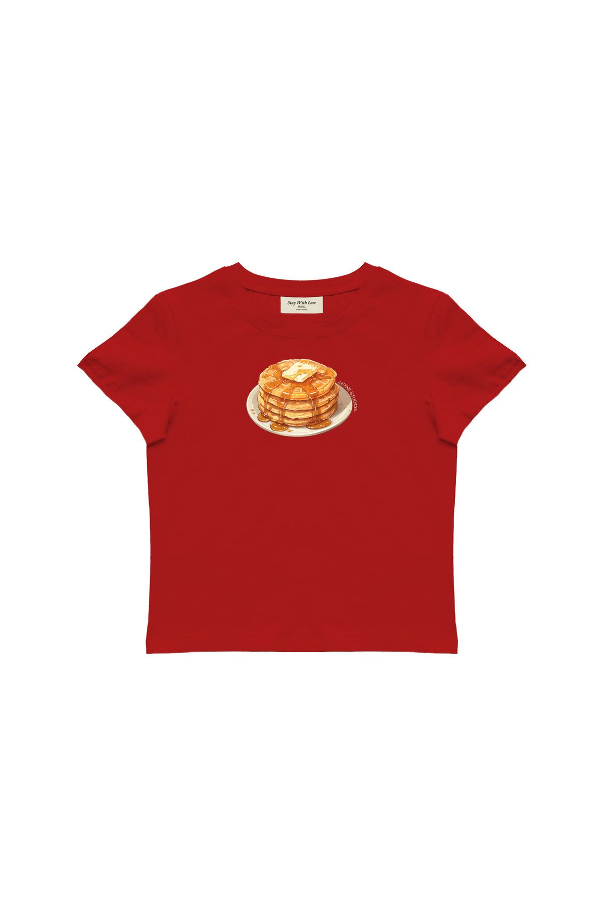 lethestudios Waffle Baskılı Baby Tee Crop Top