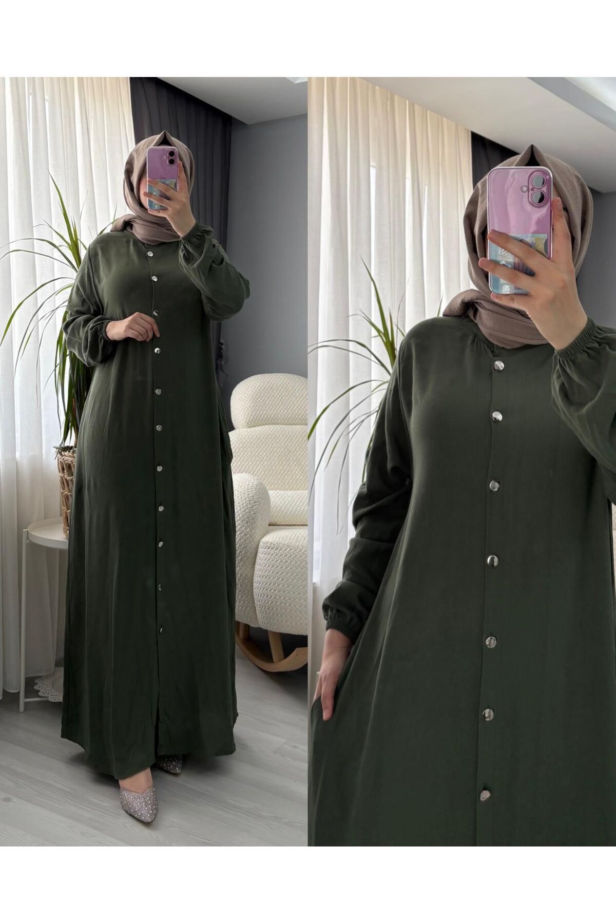 Blackmods BOYDAN DÜĞMELİ TESETTÜR ELBİSE
