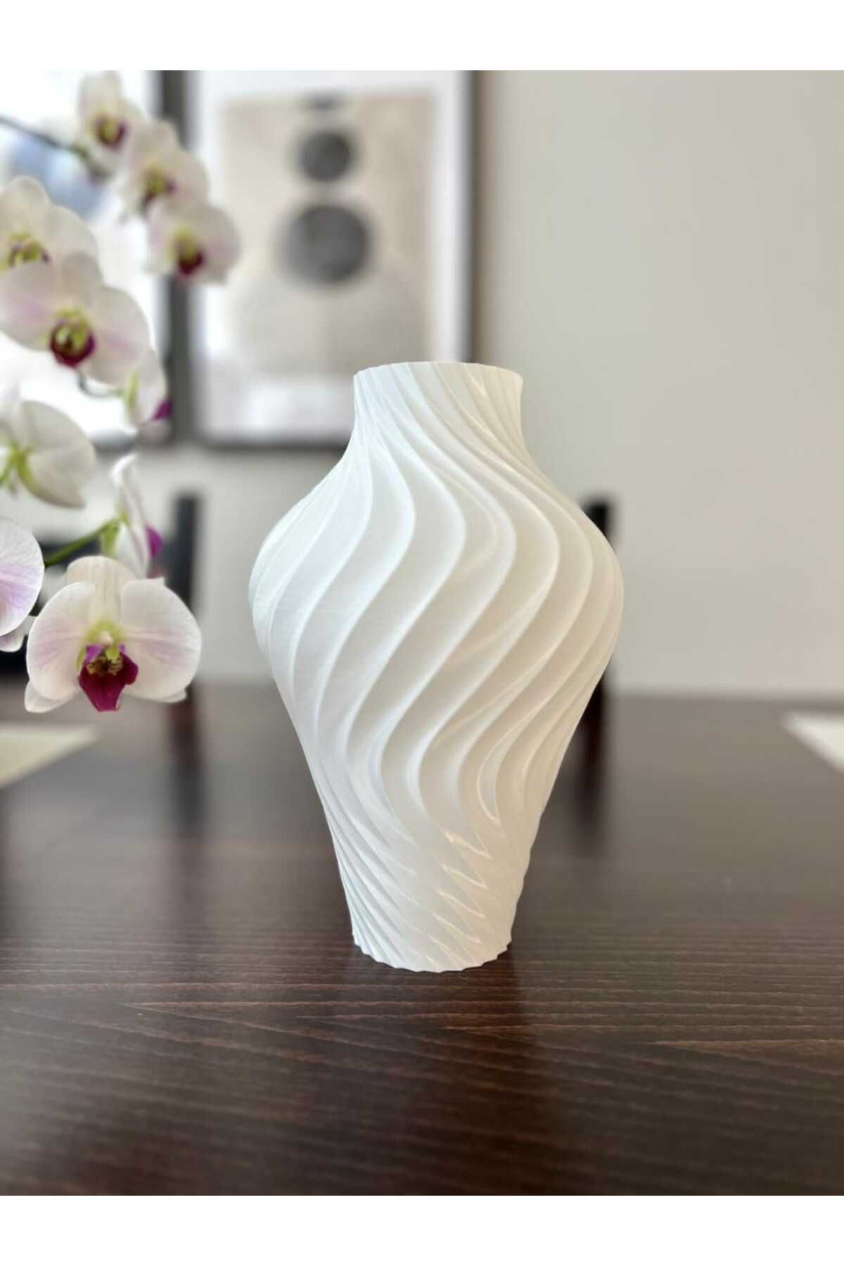 PRİNTİCA DESİGN Modern Beyaz Spiral Vazo – 3D Tasarım Dekor
