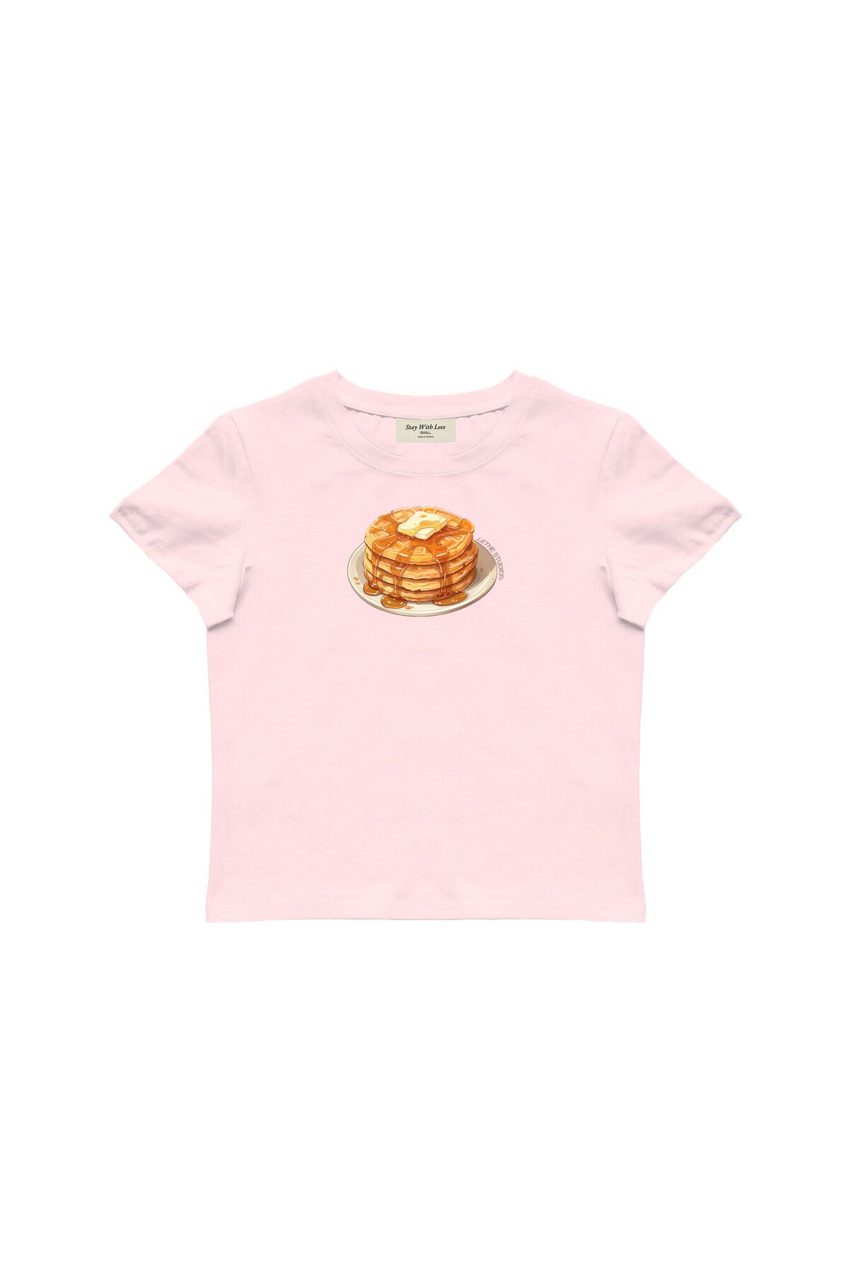lethestudios Waffle Baskılı Baby Tee Crop Top