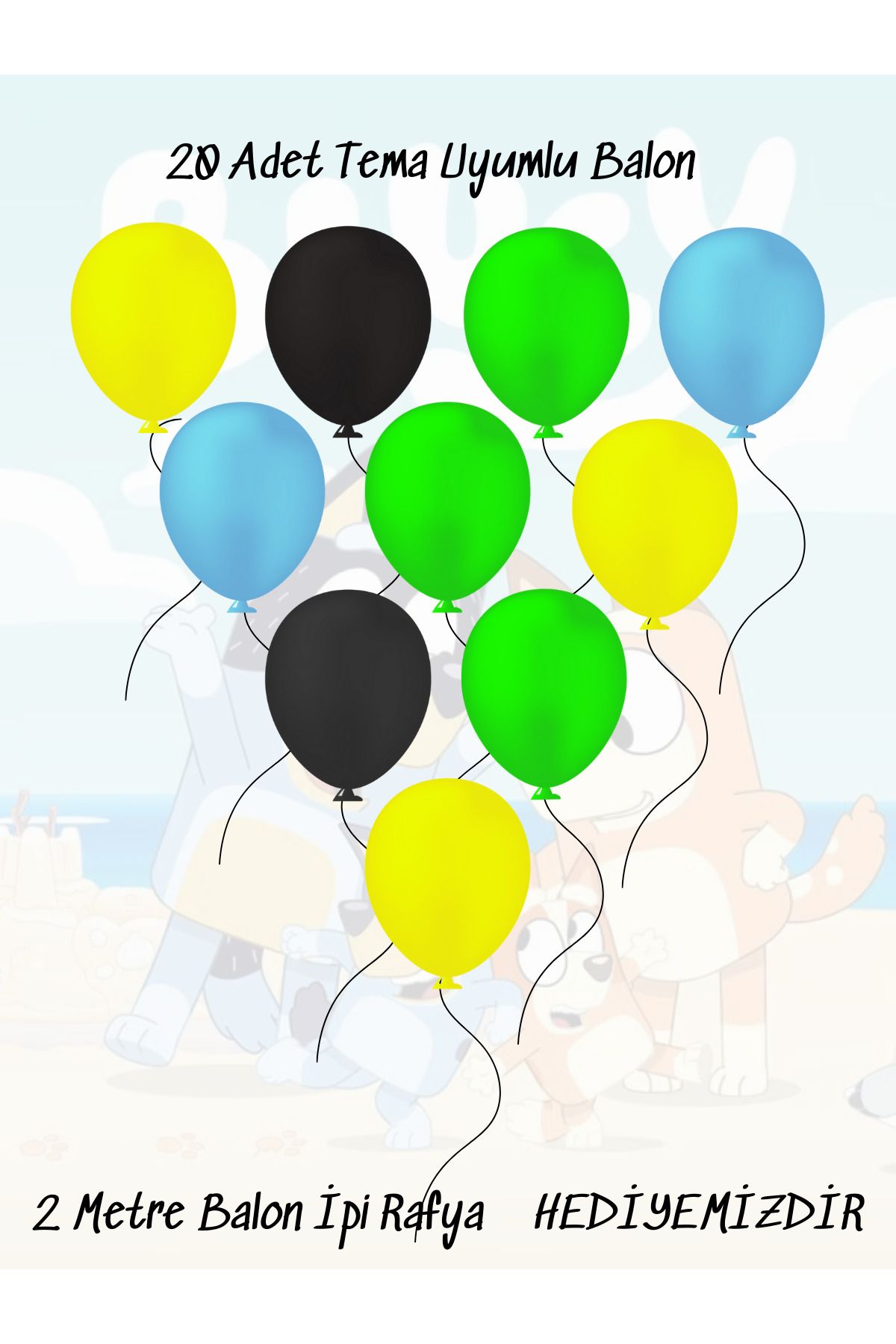 snowparty Bluey Tema Uyumlu Doğum Günü Parti Balonu