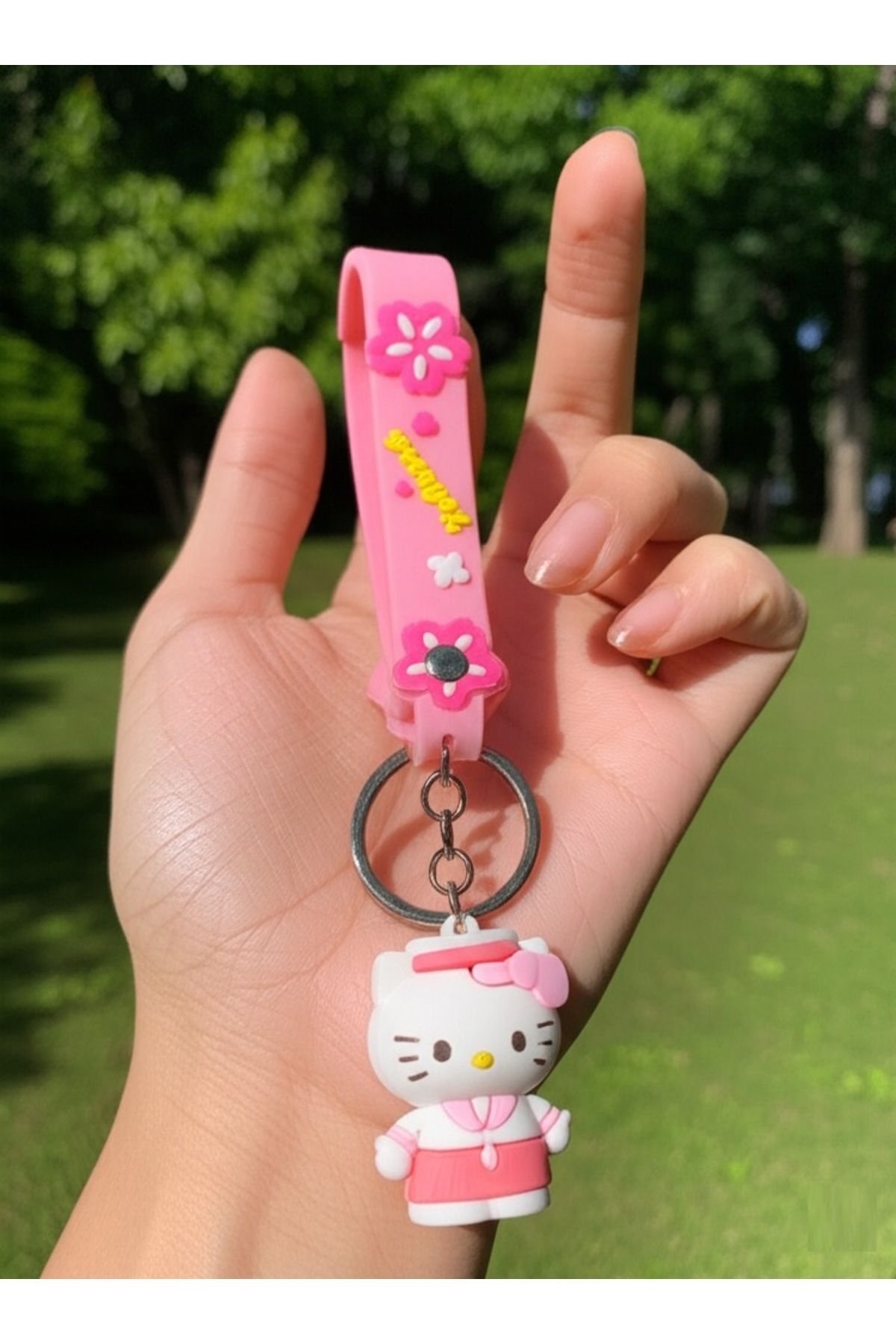 TAYEM Hello Kitty Anahtarlık, Silikonlu 3D Anahtarlık ve Çanta Aksesuarı (1 Adet)