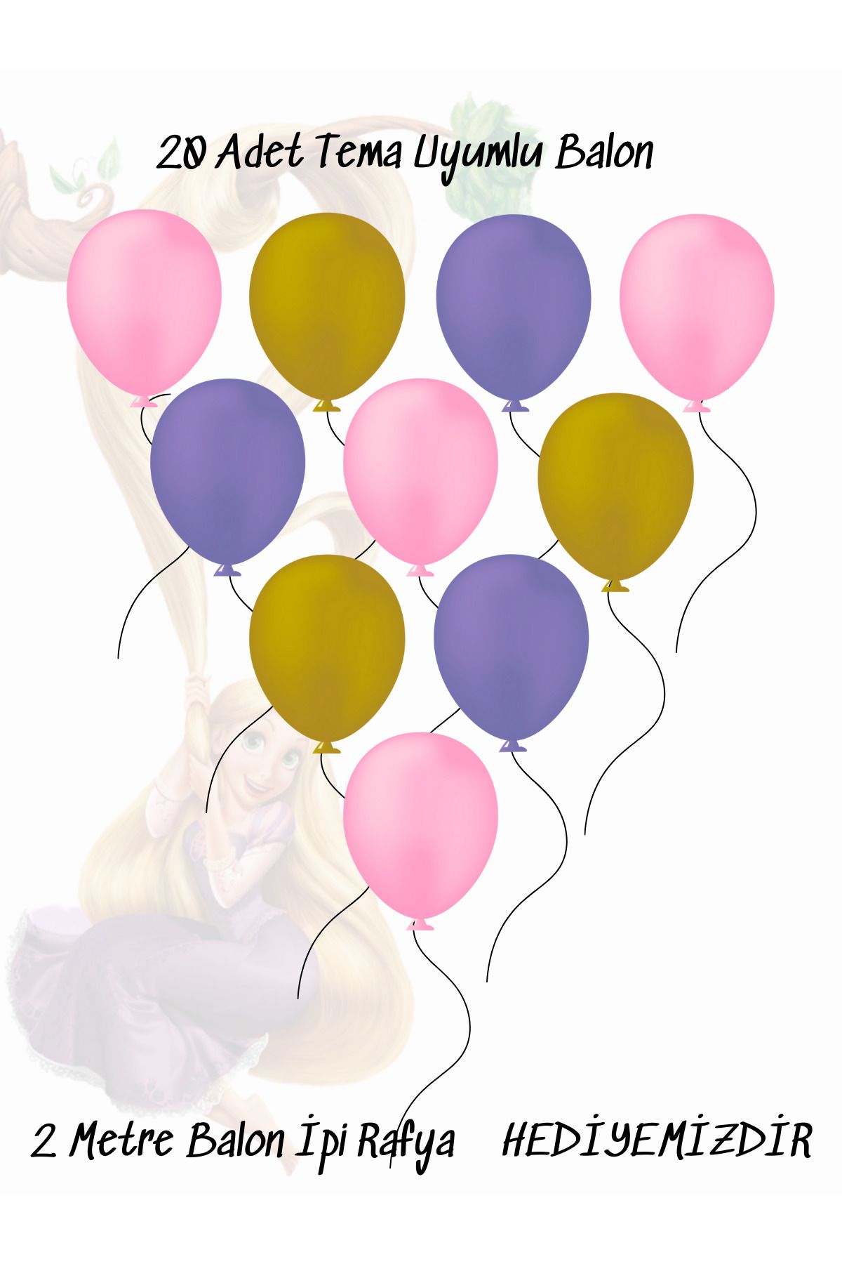 snowparty Rapunzel Tema Uyumlu Doğum Günü Parti Balonu