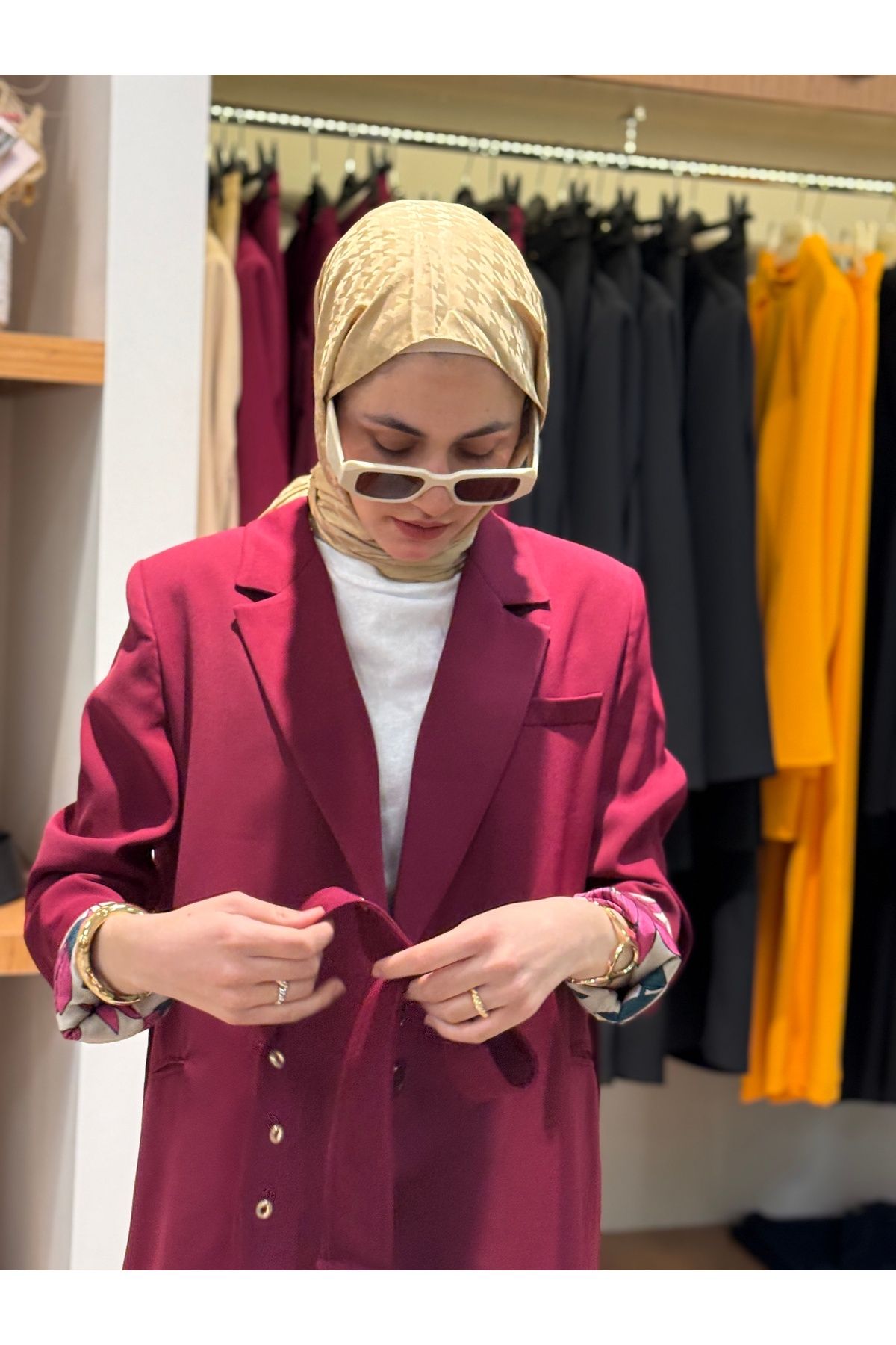 Barsha Butik Missemramiss Bordo Kemerli Ceket Pantolon İkili Vita Takım – Barsha Boutique