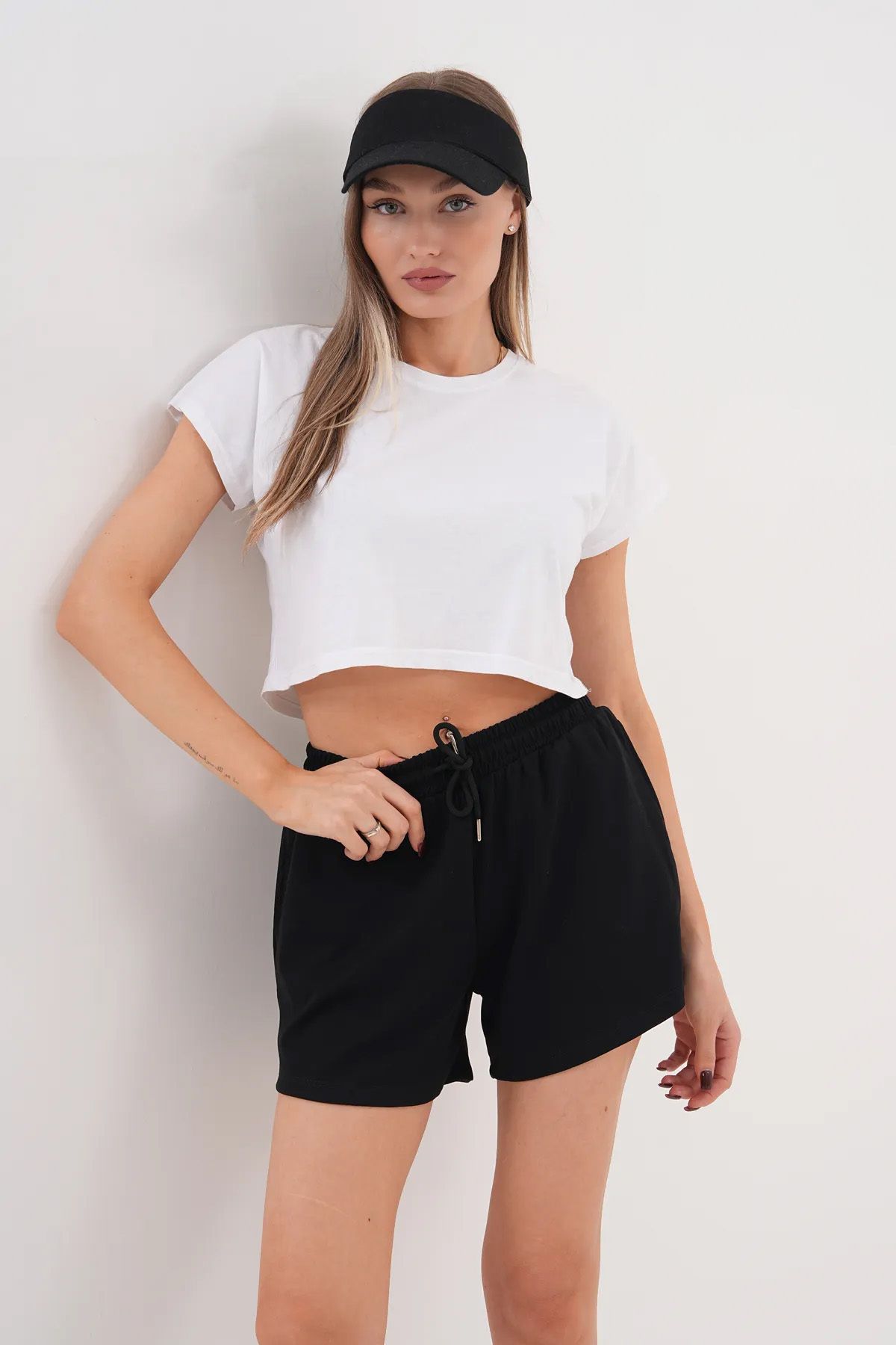 COTTONPARK20 Kadın Modal Beli Lastikli Bağcıklı Kısa Şort