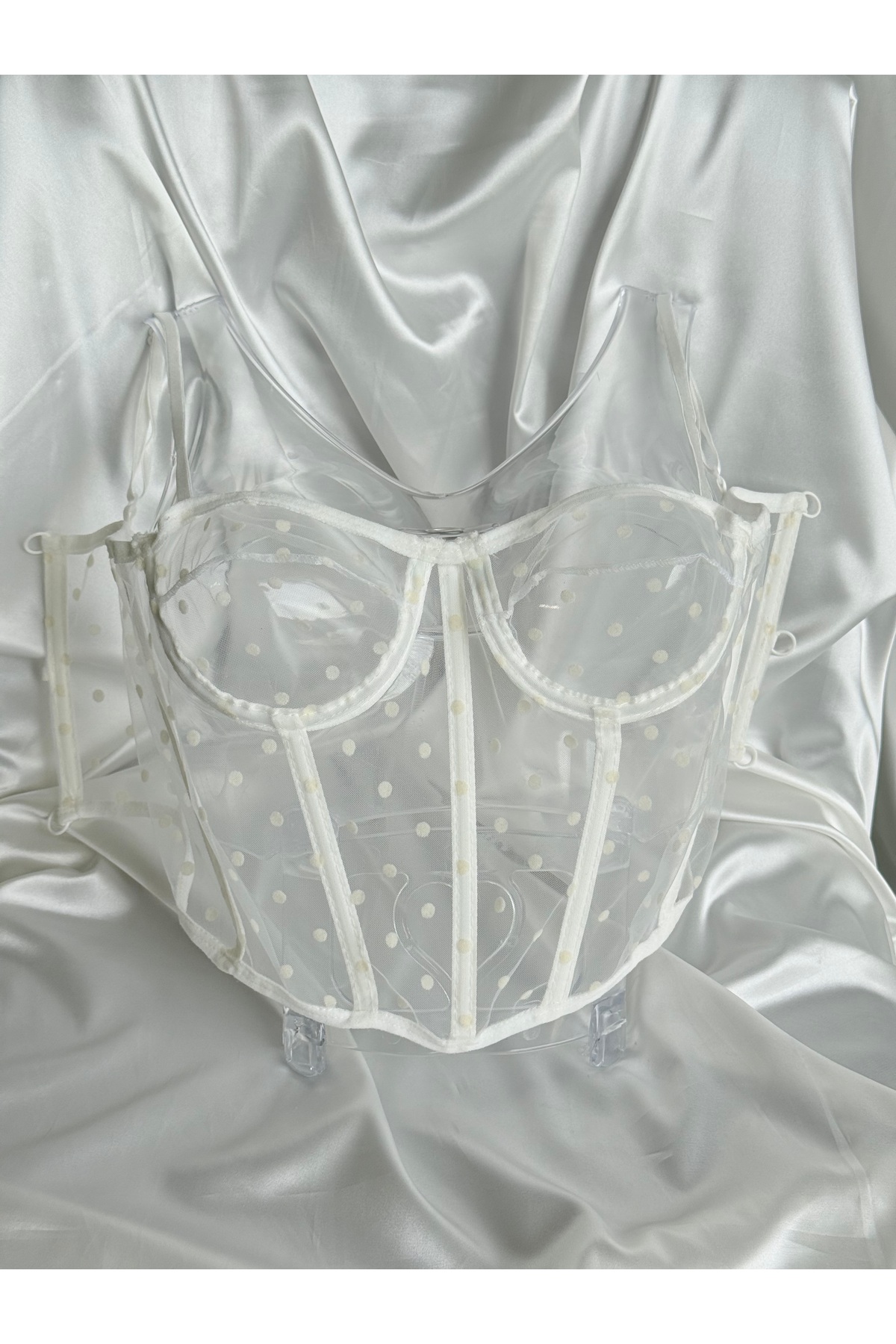 Nikita Transparent Polka Dot White Women's Corset Bustier