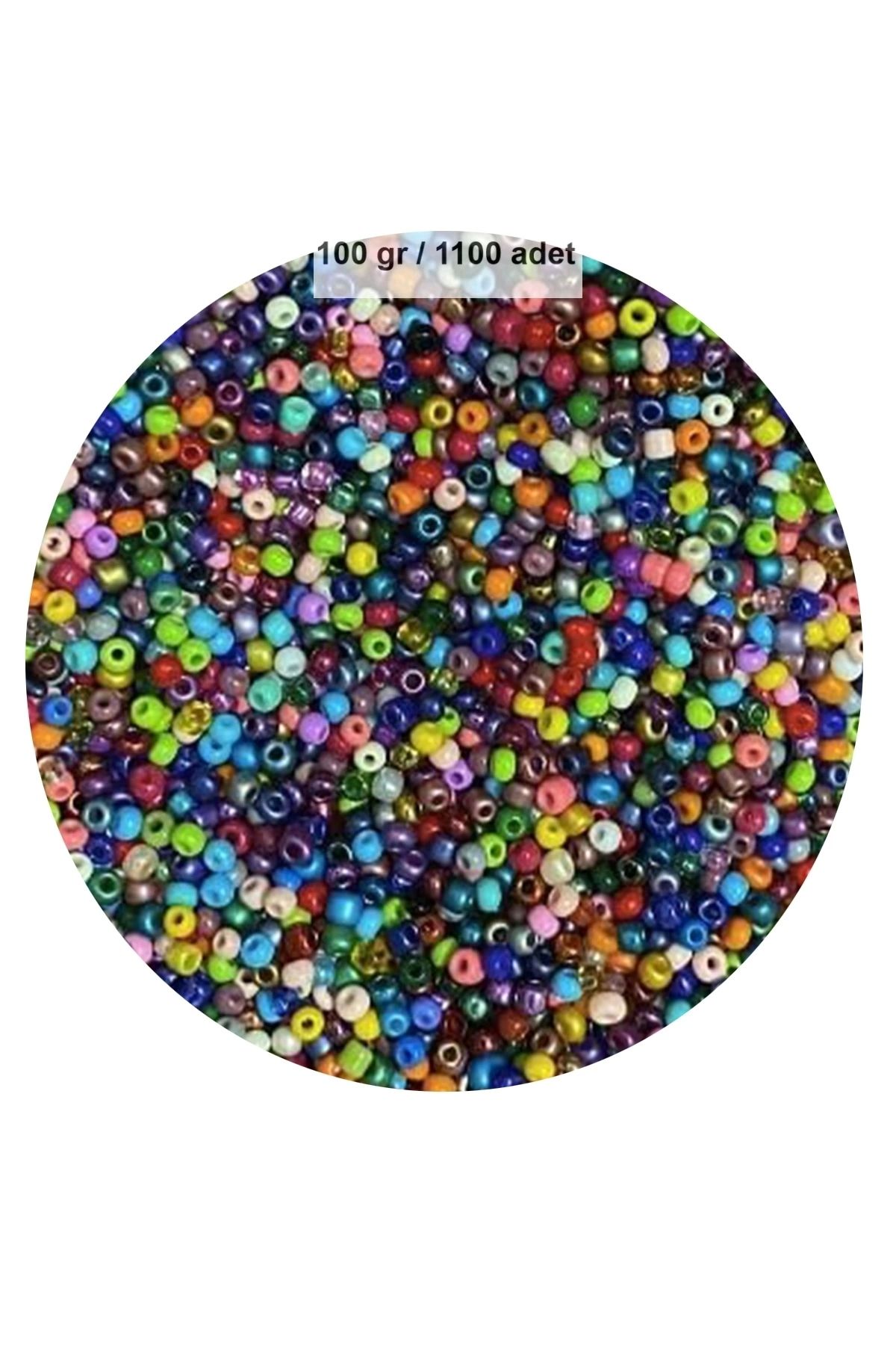 PRATİKOBA Karışık Renk 4 mm Yaklaşık 1100 adet / 100 gram Cam Boncuk Oya Yazma Bileklik ve Kolye