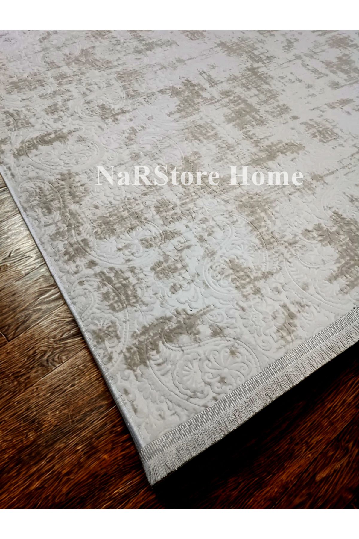 NaRStore Home Kaymaz Taban Saçaklı Kesme Halı Yolluk Nevra dinar Krem
