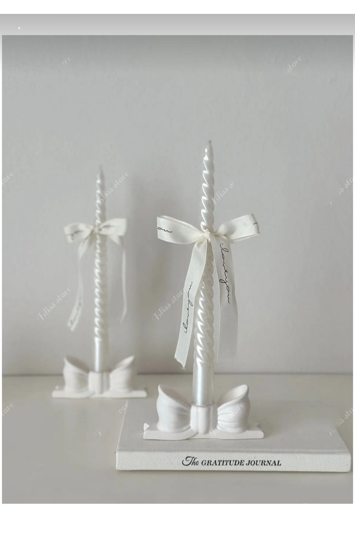 MUMELLA Pinterest 2'li fiyonk şamdan -Beyaz Hediyelik Mumluk