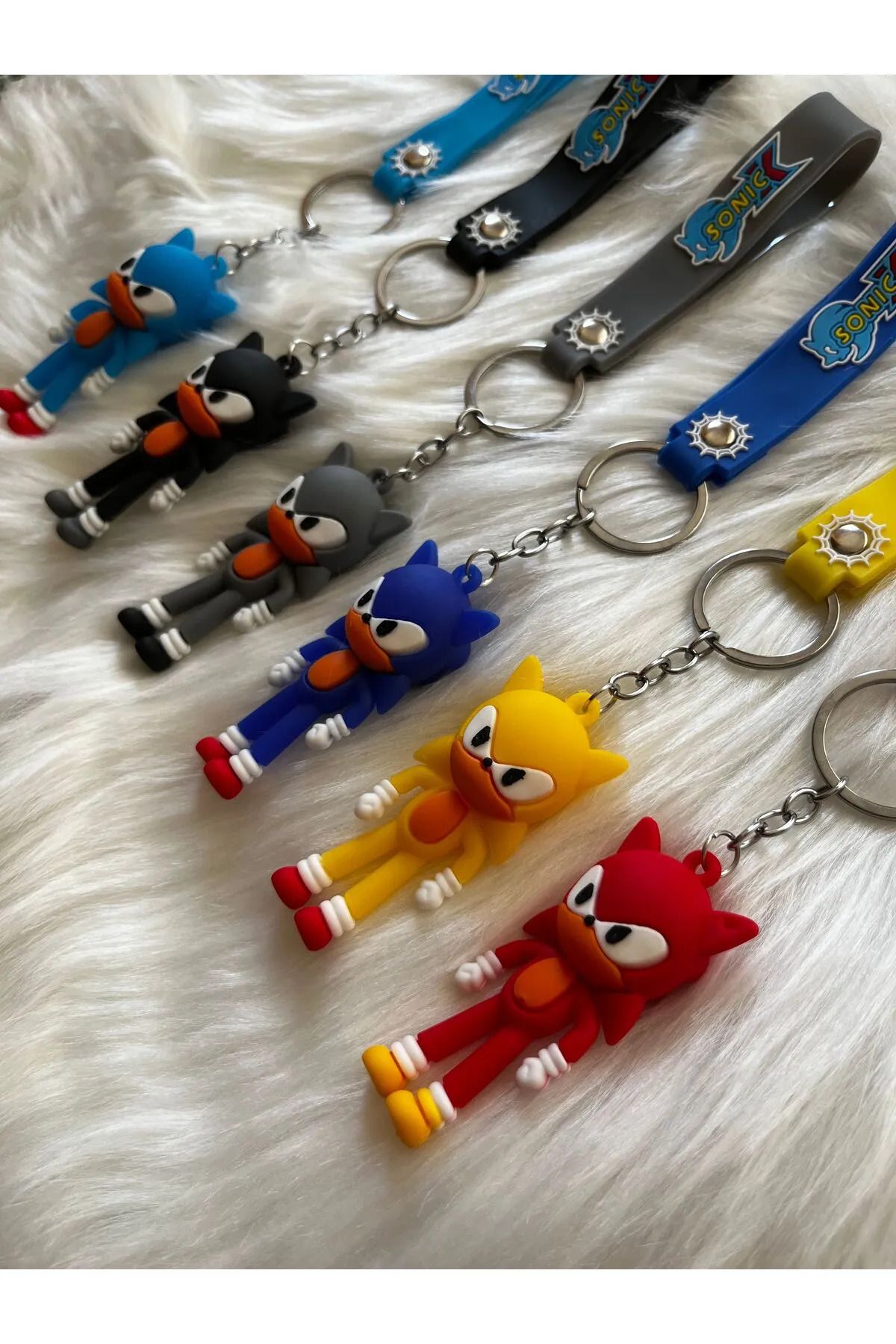 TAYEM Sonic Anahtarlık 6'lı Set, Silikonlu 3D Anahtarlık ve Çanta Aksesuarı