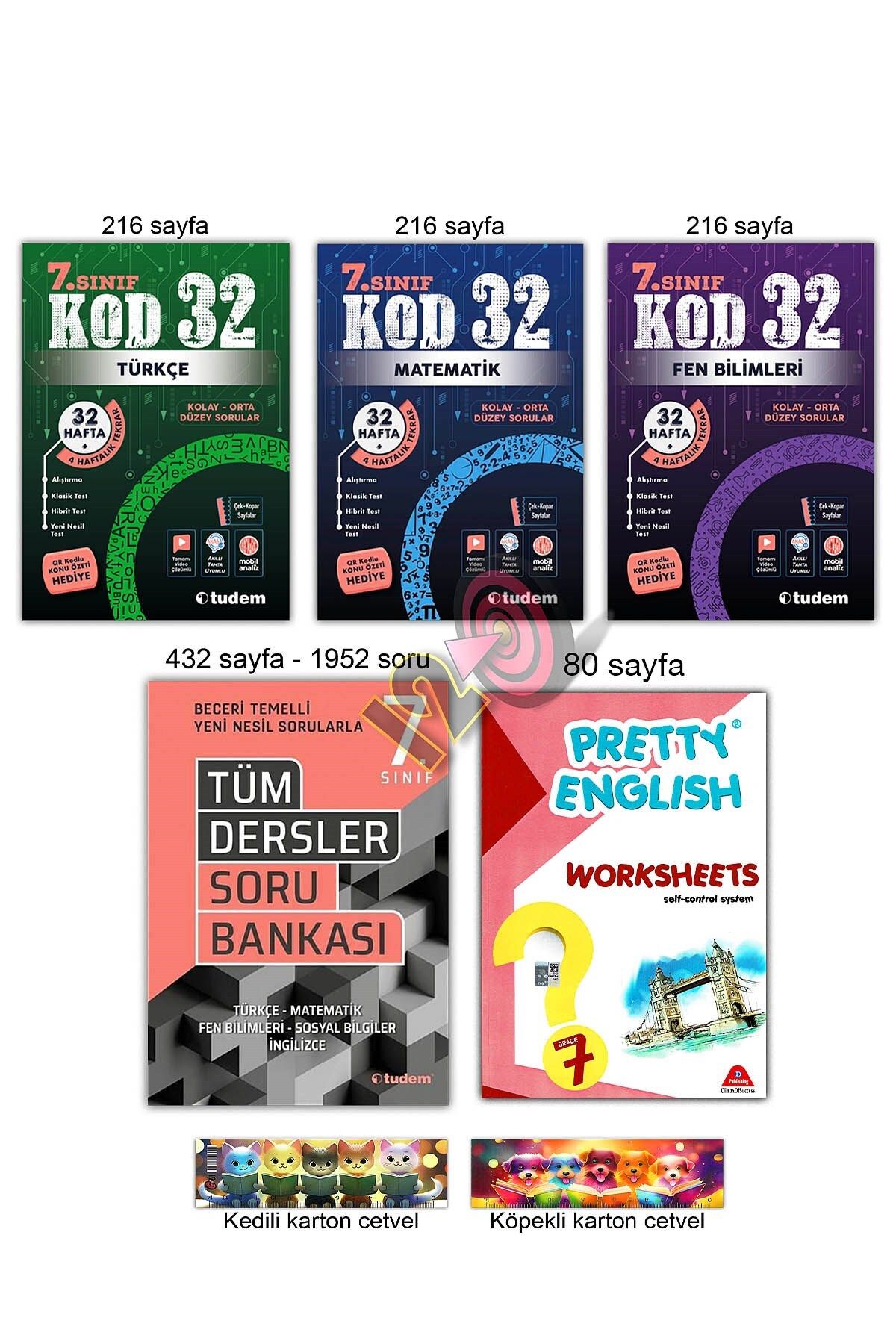Tudem Yayınları 7. Sınıf Türkçe Fen Matematik Sosyal 32 Haftalık Tekrar Tüm Dersler Soru Bankası