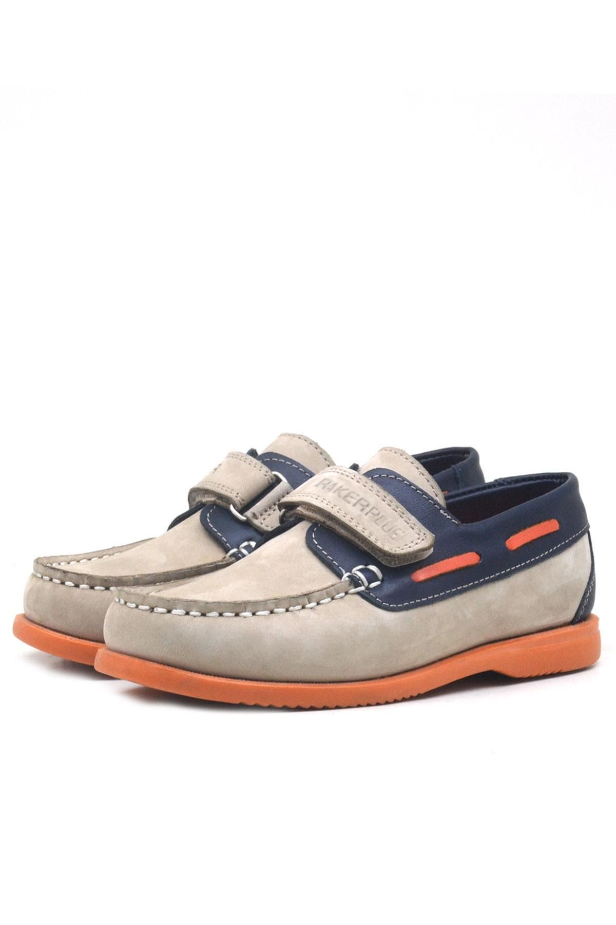Rakerplus-Simurg Genuine Leather Navy Blue Sand Color Boys' Shoes 4