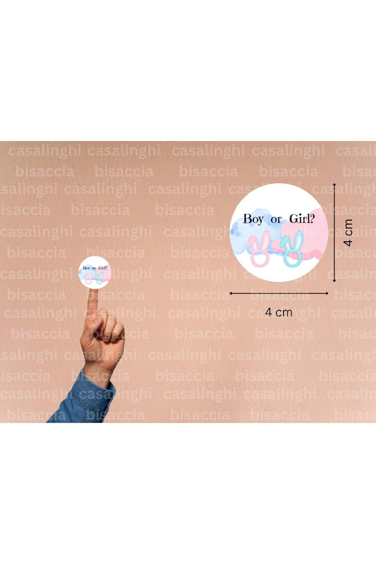 CASALINGHI İngilizce Kız mı Erkek mi Etiketi Boy or Girl Cinsiyet Partisi Baby Çocuk Mat Sticker 4 Cm (90 Adet)