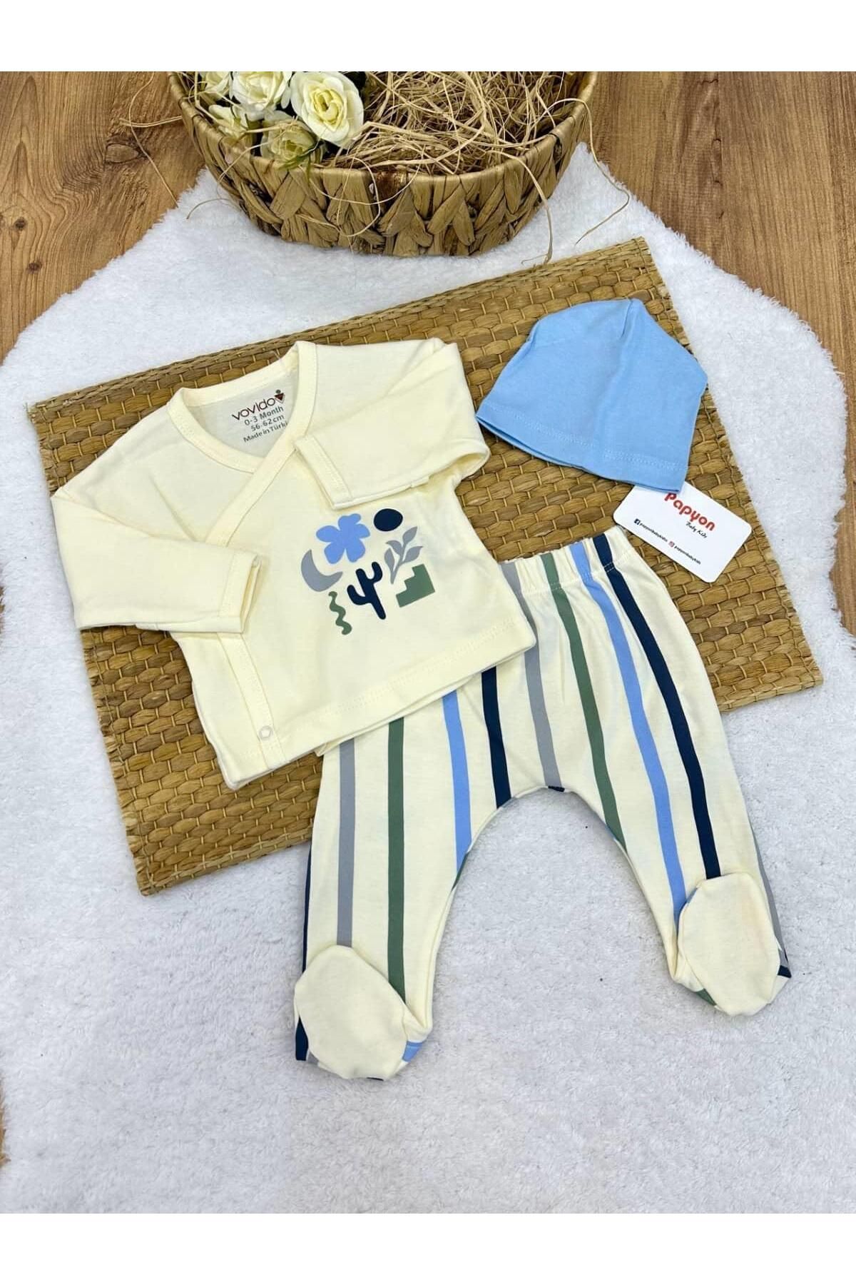 Papyon Baby Kids Baskılı Yenidoğan Erkek Bebek 5li Zıbın Set