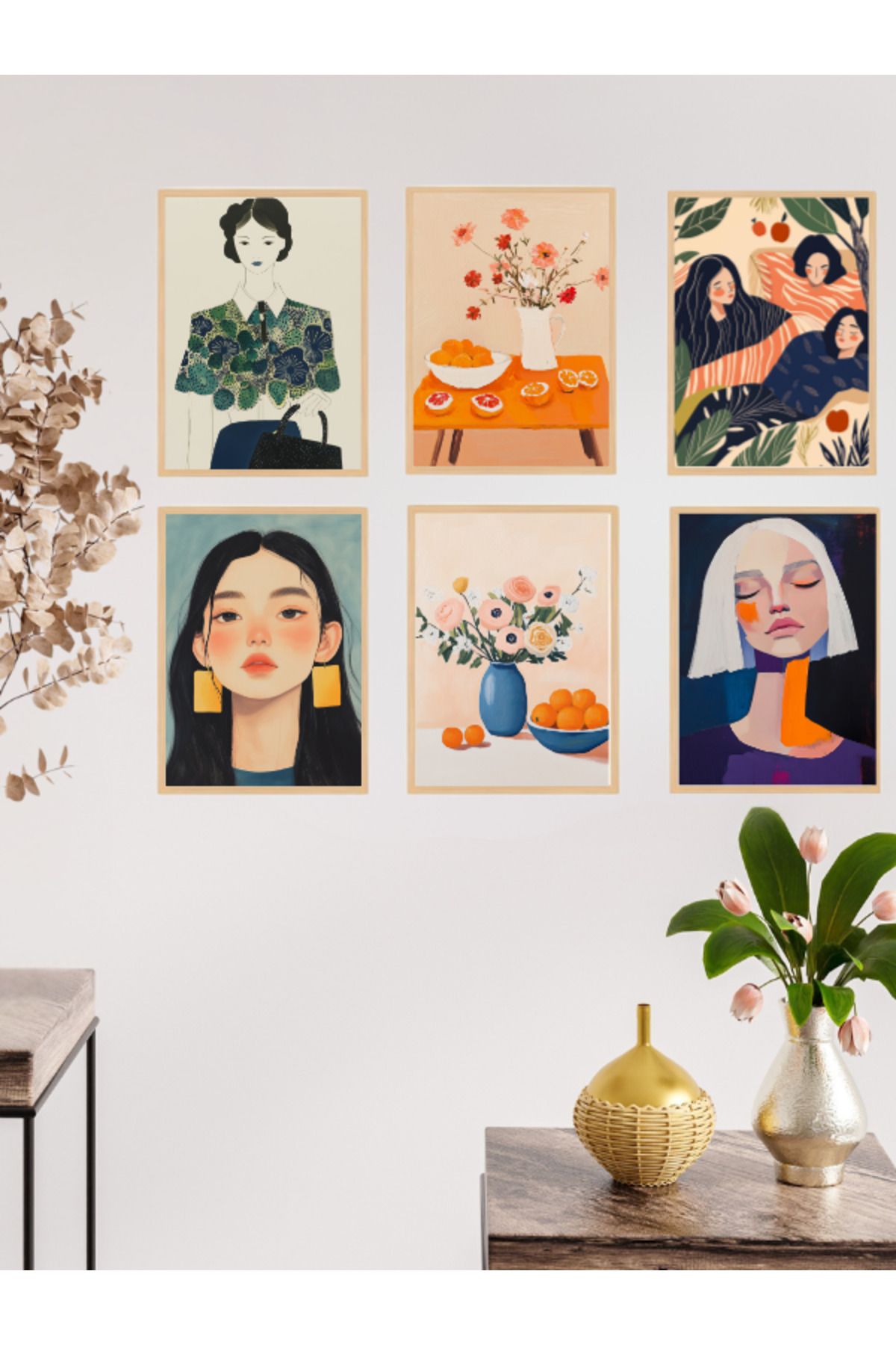 Tuba Decor 6 Parça Çerçeve Görünümlü MDF Tablo Seti