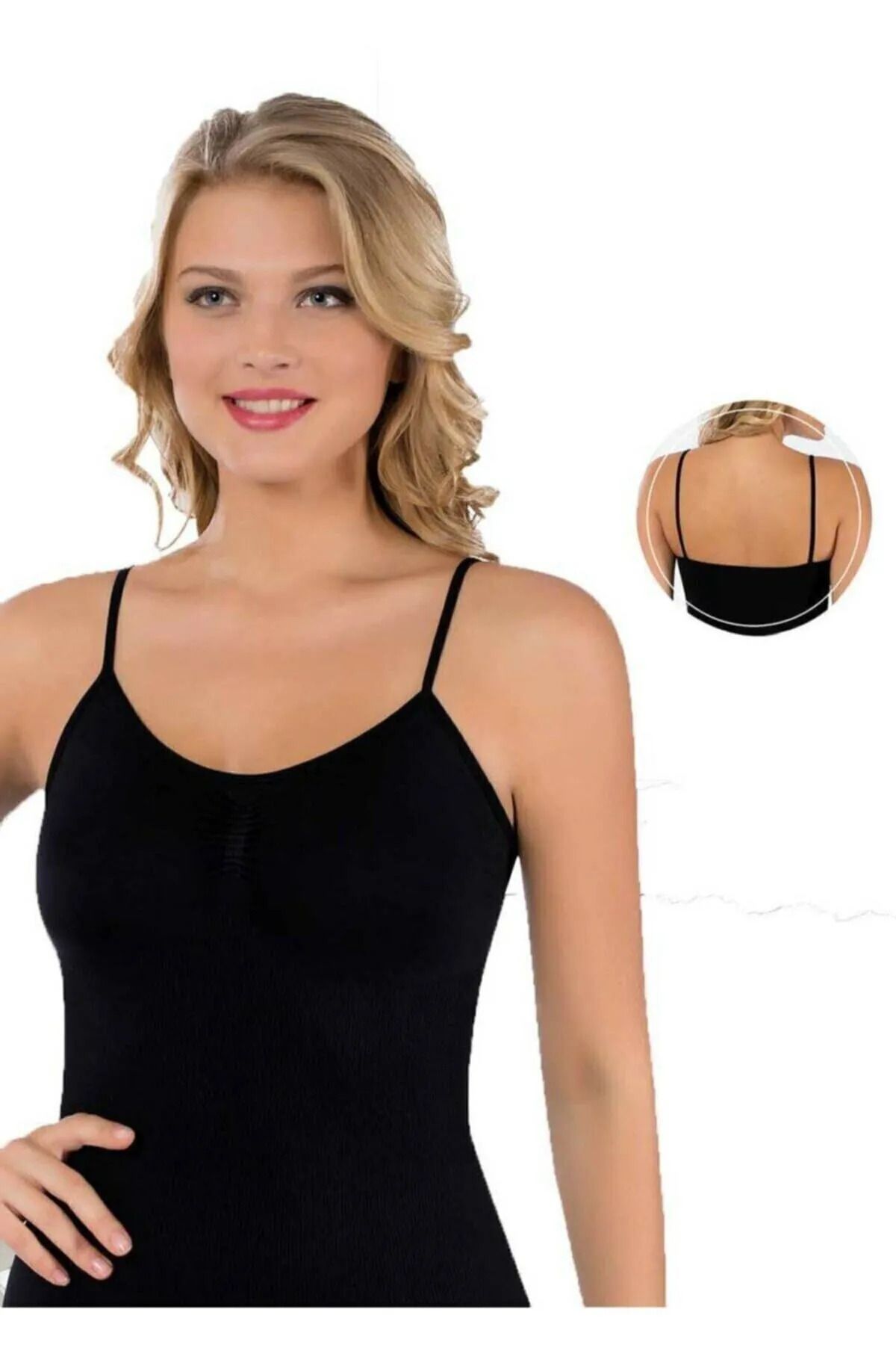MYS GRUP TEKSTİL Kadın DiKiŞSiZ Microfiber İz Yapmaz Seamlees Jakarlı İp Askılı KORSE Atlet LAYZA / 14006