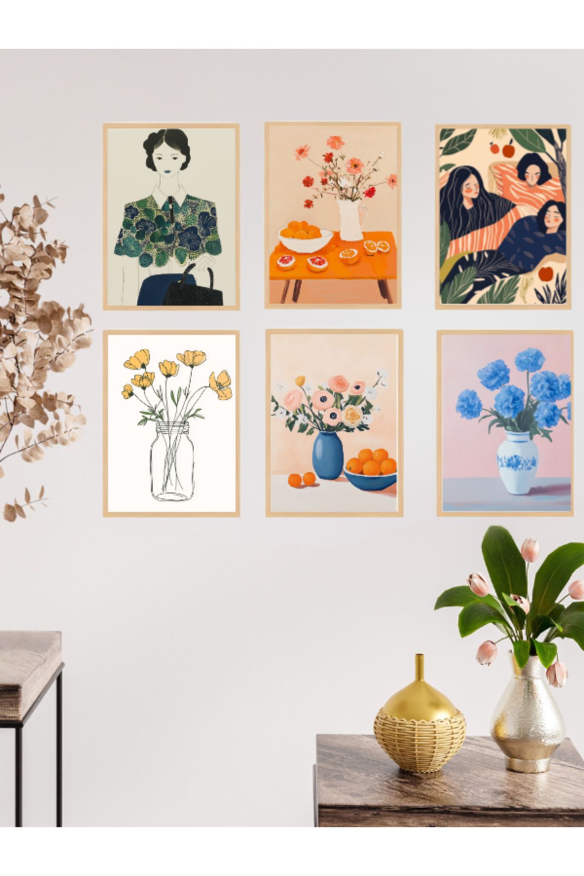 Tuba Decor 6 Parça Çerçeve Görünümlü MDF Tablo Seti