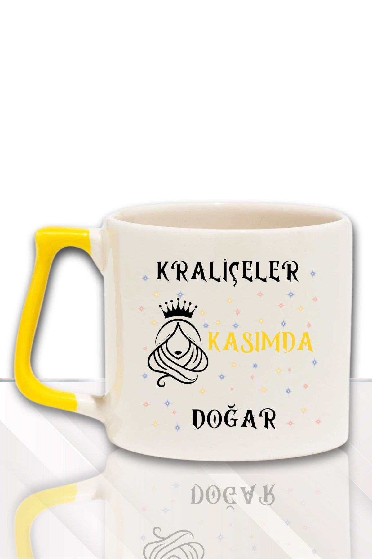 qoeuyl boutique Kraliçeler Bu Ayda Doğar Baskılı Arkadaş, Sevgiliye Doğum Günü Hediyelik Renkli Kulplu Kupa Bardak
