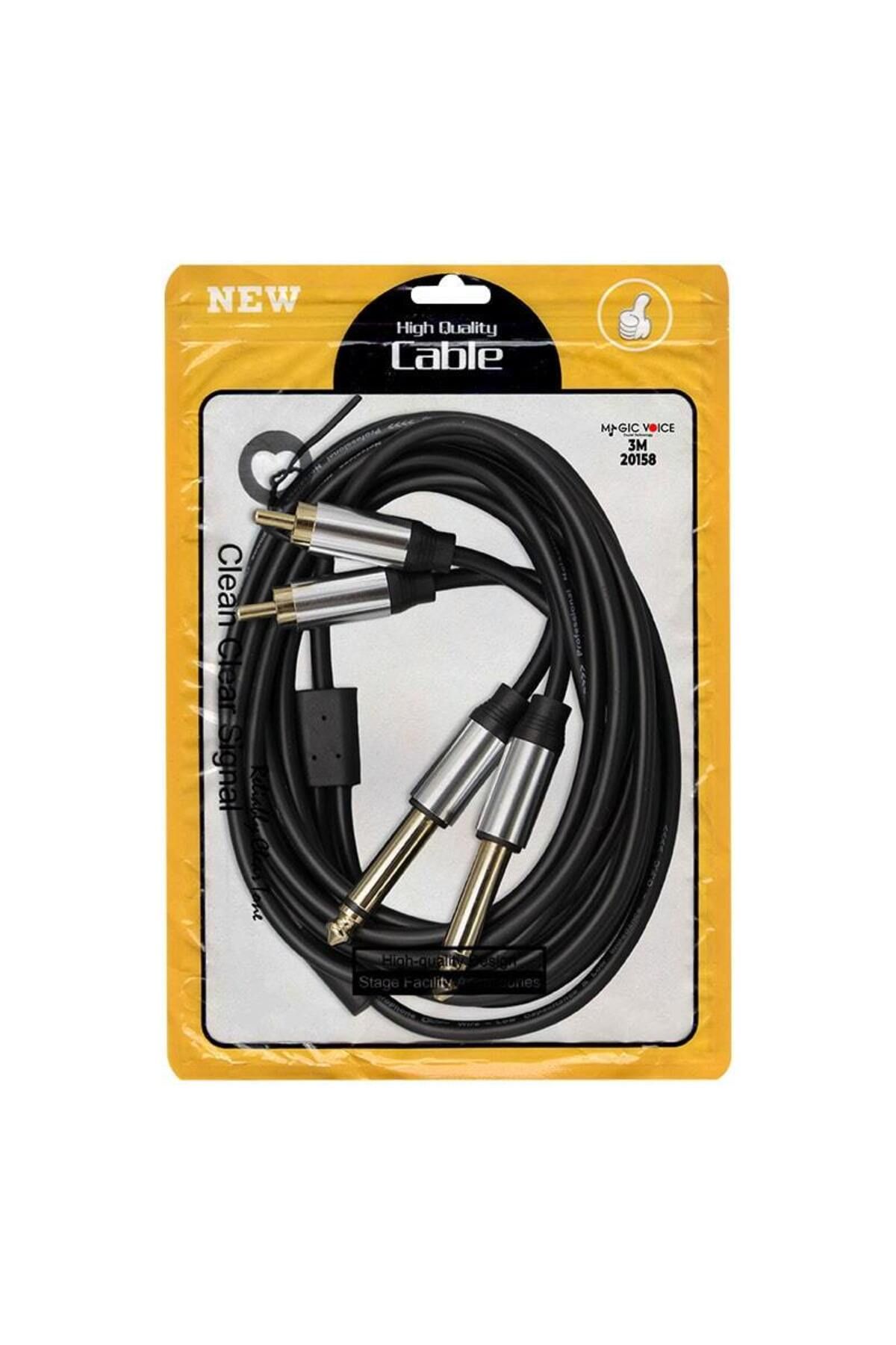 Vemora LD398 2X 6.3MM MONO ERKEK + 2X RCA ERKEK 3 METRE KABLO (5166)