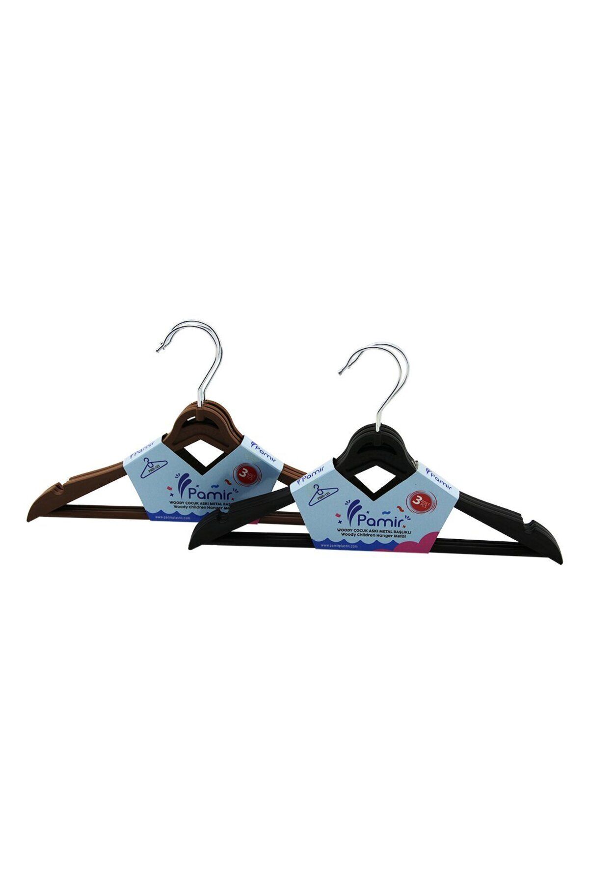 Vemora 3PCS PLASTİK ÇOCUK ELBİSE ASKISI METAL BAŞLIKLI (5166)
