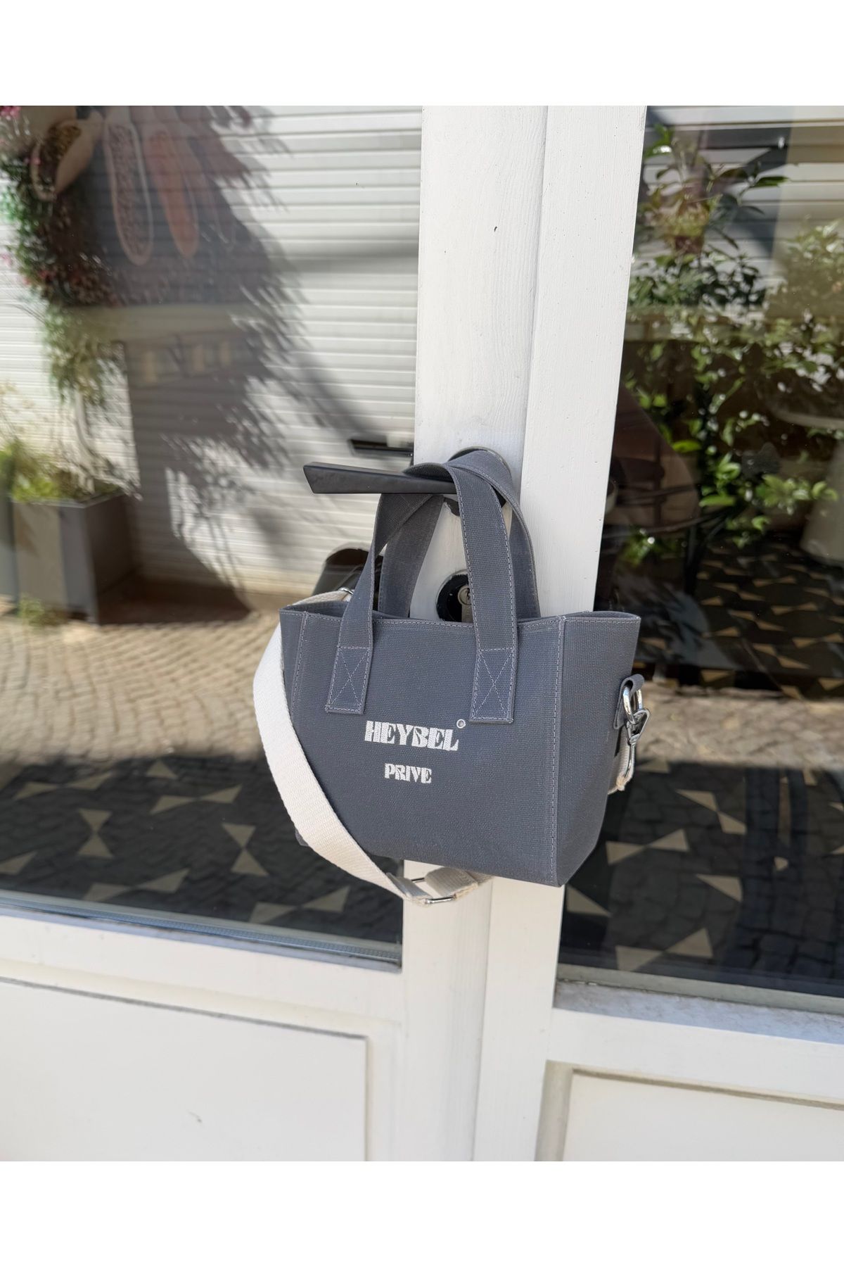 heybelprive HEYBEL Premium Mini Gri Mumlu Kanvas Çanta,Günlük Küçük Kanvas Su Geçirmez Basic Çanta,Mini Tote Bag