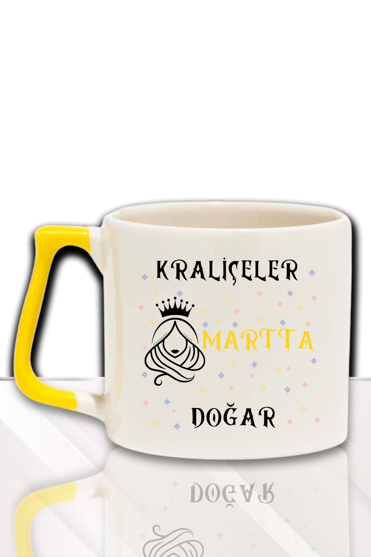 qoeuyl boutique Kraliçeler Bu Ayda Doğar Baskılı Arkadaş, Sevgiliye Doğum Günü Hediyelik Renkli Kulplu Kupa Bardak