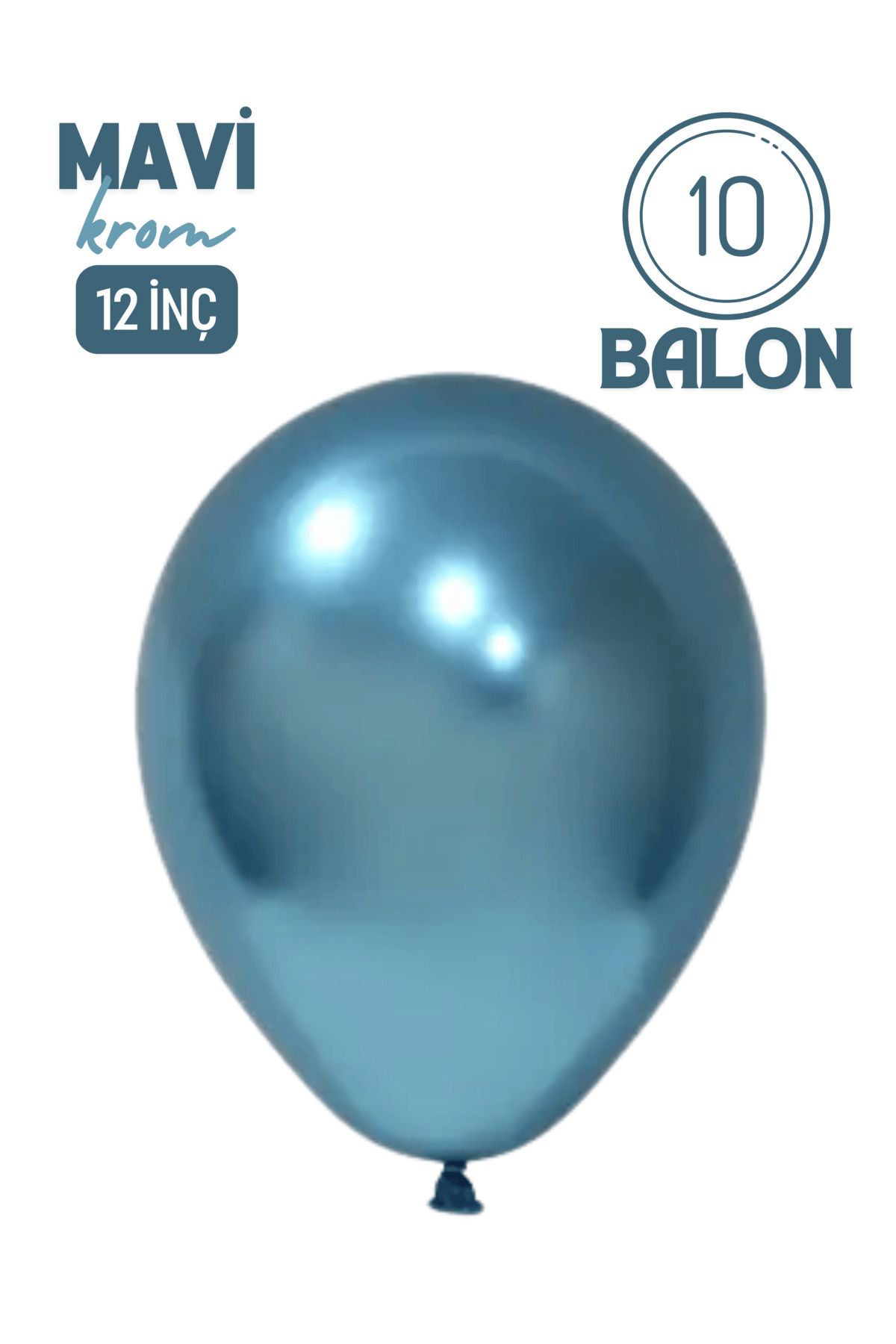 Mielibon 10’lu Krom Mavi Balon | 12 inç Parlak Balonlar | Doğum Günü, Söz ve Parti Süsleme