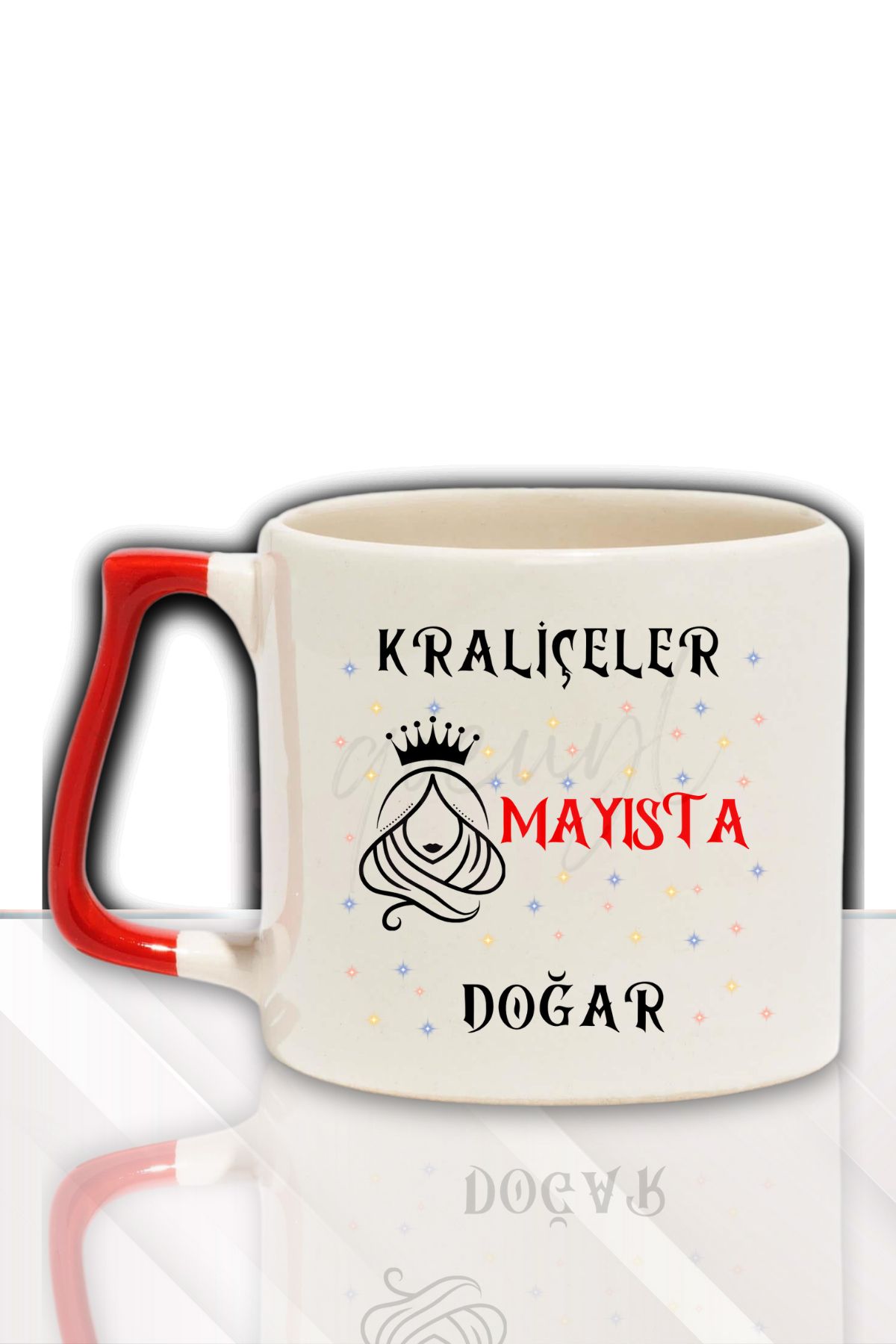 qoeuyl boutique Kraliçeler Bu Ayda Doğar Baskılı Arkadaş, Sevgiliye Doğum Günü Hediyelik Renkli Kulplu Kupa Bardak