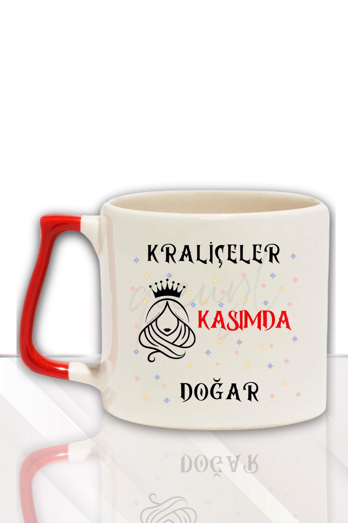 qoeuyl boutique Kraliçeler Bu Ayda Doğar Baskılı Arkadaş, Sevgiliye Doğum Günü Hediyelik Renkli Kulplu Kupa Bardak