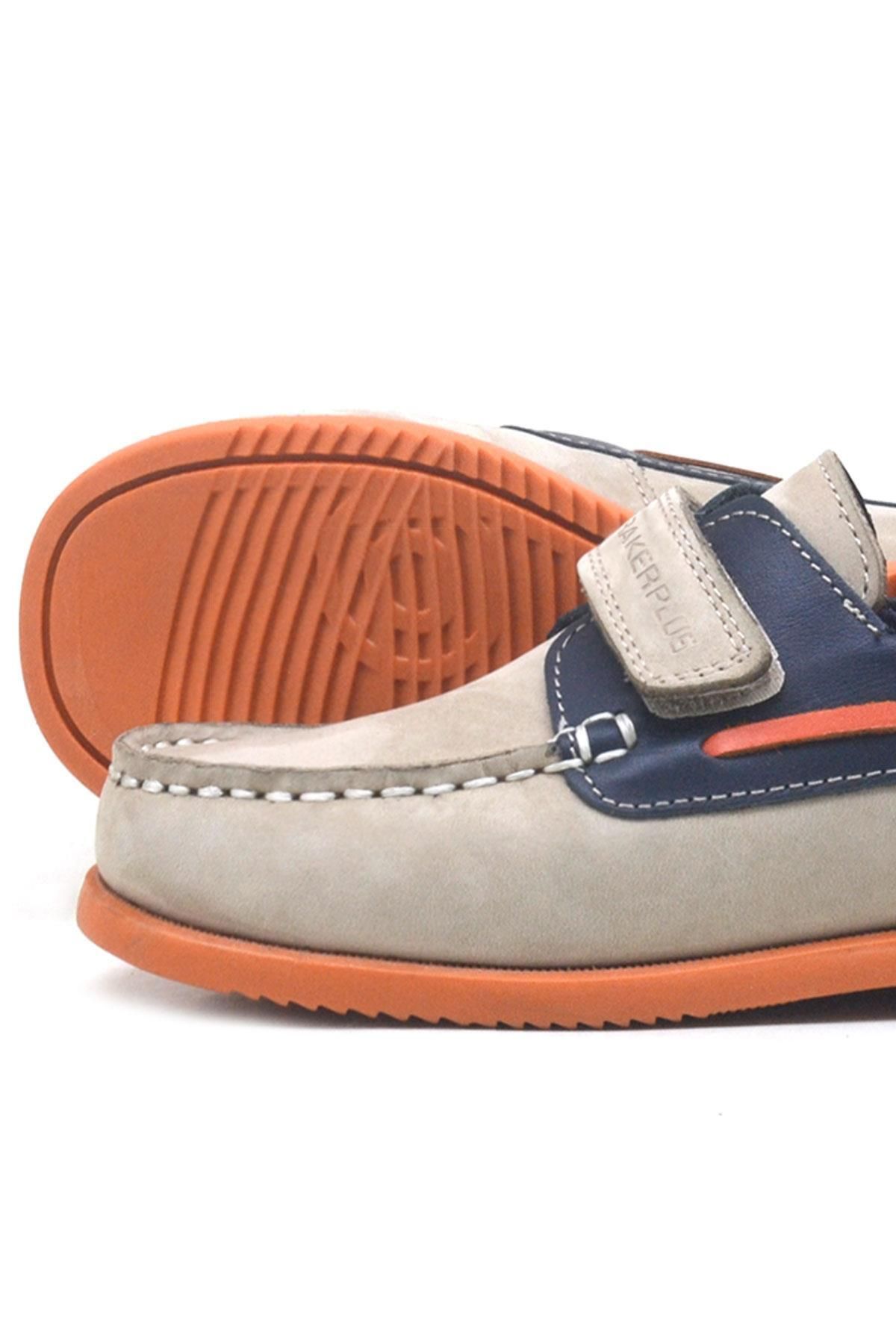 Rakerplus-Simurg Genuine Leather Navy Blue Sand Color Boys' Shoes 7