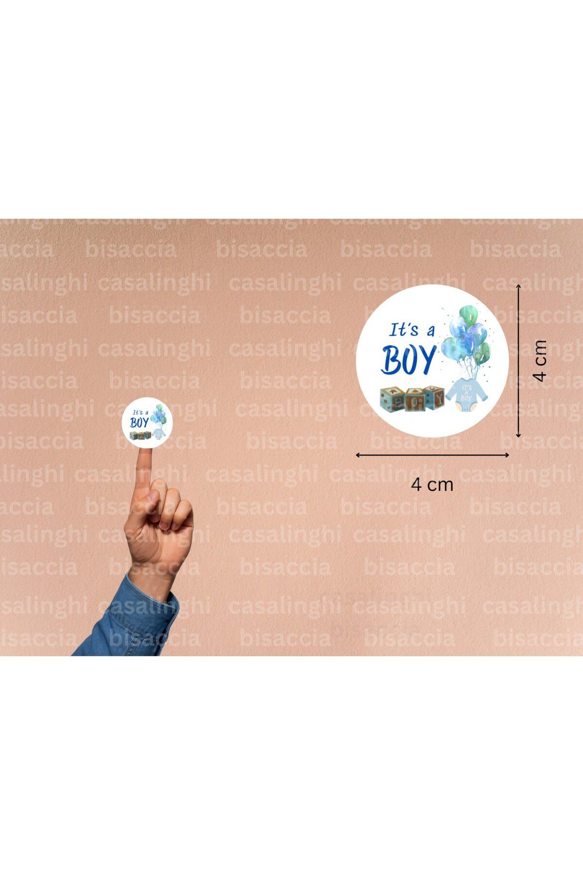 CASALINGHI İngilizce Erkek Çocuk Etiketi It is a BOY Cinsiyet Partisi Bebek Mavi Mat Sticker 4 Cm (90 Adet)