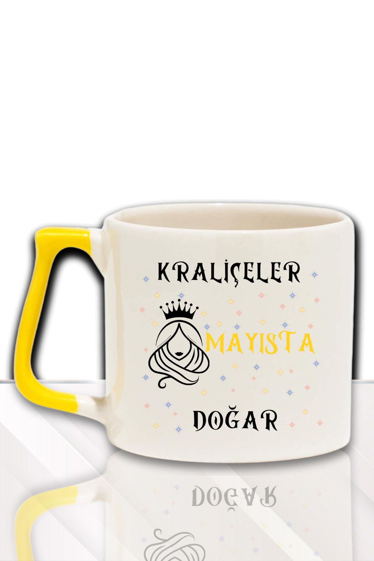 qoeuyl boutique Kraliçeler Bu Ayda Doğar Baskılı Arkadaş, Sevgiliye Doğum Günü Hediyelik Renkli Kulplu Kupa Bardak