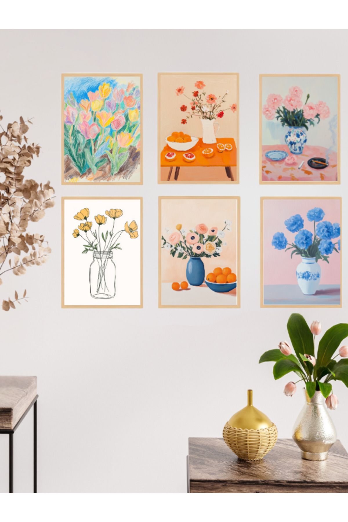 Tuba Decor 6 Parça Çerçeve Görünümlü MDF Tablo Seti