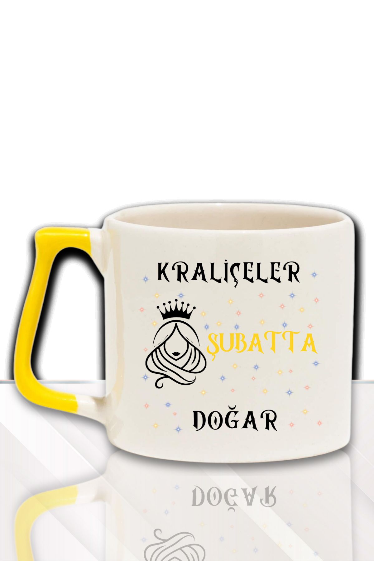 qoeuyl boutique Kraliçeler Bu Ayda Doğar Baskılı Arkadaş, Sevgiliye Doğum Günü Hediyelik Renkli Kulplu Kupa Bardak